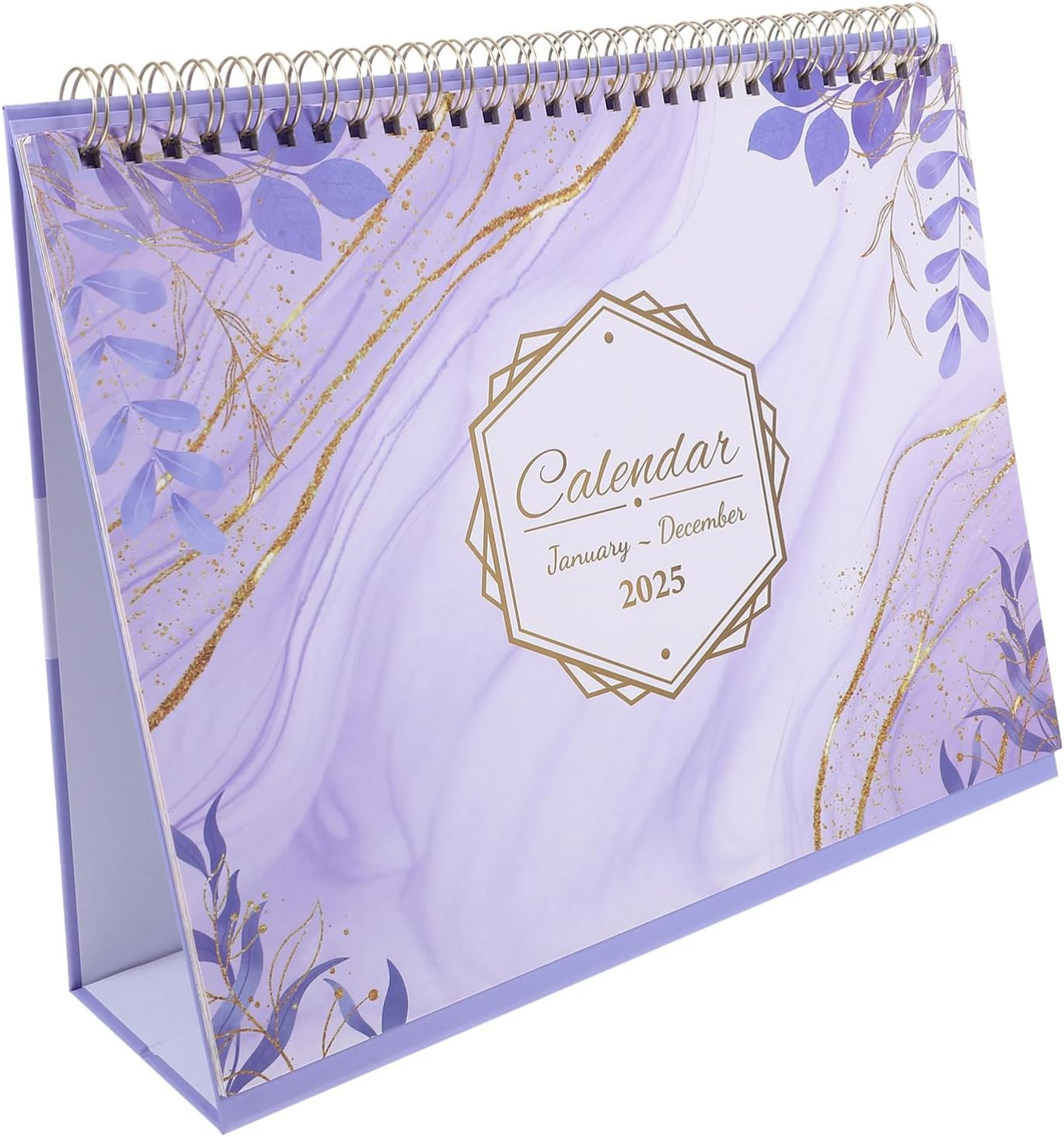 Tofficu Desk Calendar 2025 Runs from January 2025 until Dec. 2025, 18 Months Standing Flip Calendar Desktop Calendar for School, Home and Office Supplies Purple