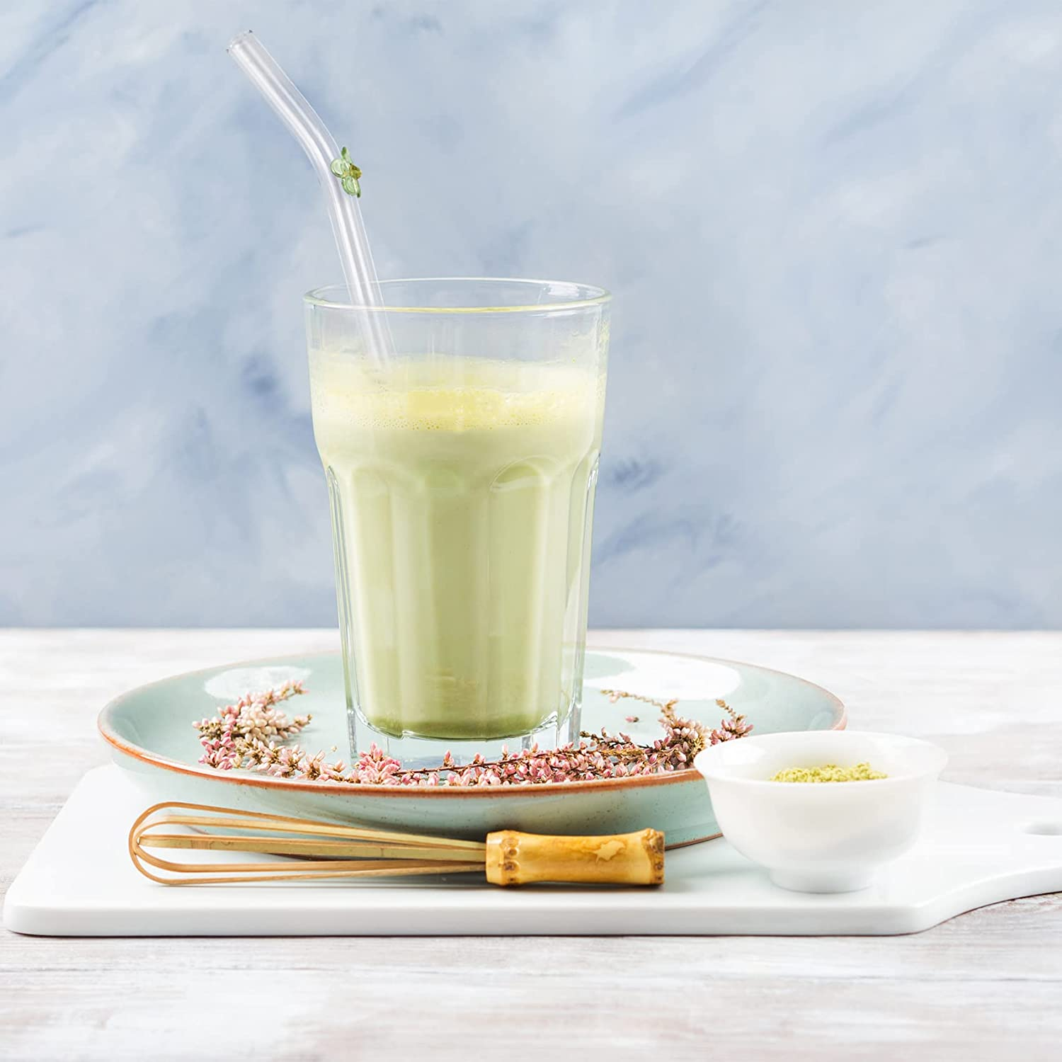 DUMING-IN 6 Pcs Reusable Glass Straws with 2 Cleaning Brushes, Cute Colorful Flower Glass Straw Shatter Resistant, Reusable Straws Dishwasher Safe for Smoothies, Milkshakes, Juices, Teas image number 2