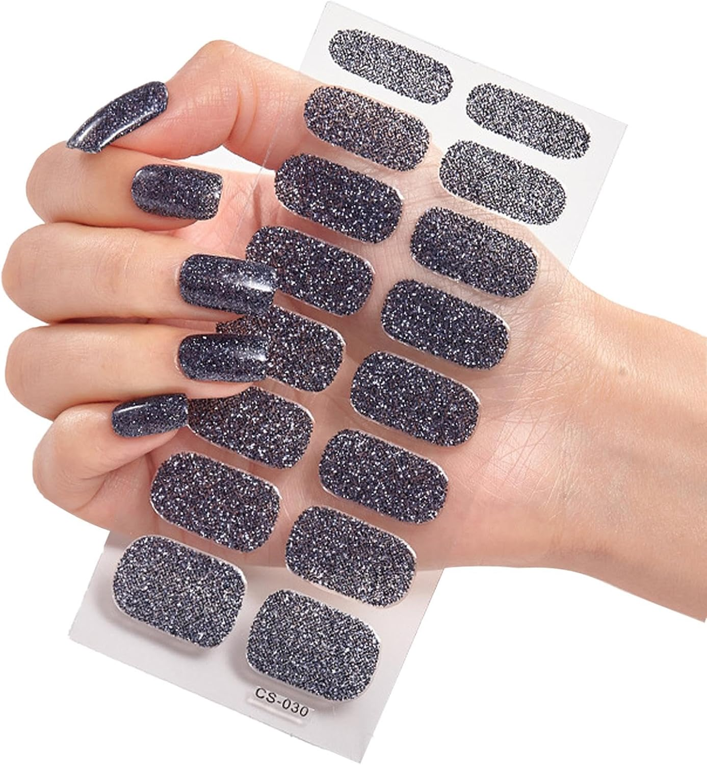 GEUGECY Semi Cured Gel Nail Strips, Long-Lasting Gloss Stickers, Soft Adhesive Glitter Wraps, Peel and Stick for Quick Nails Makeover