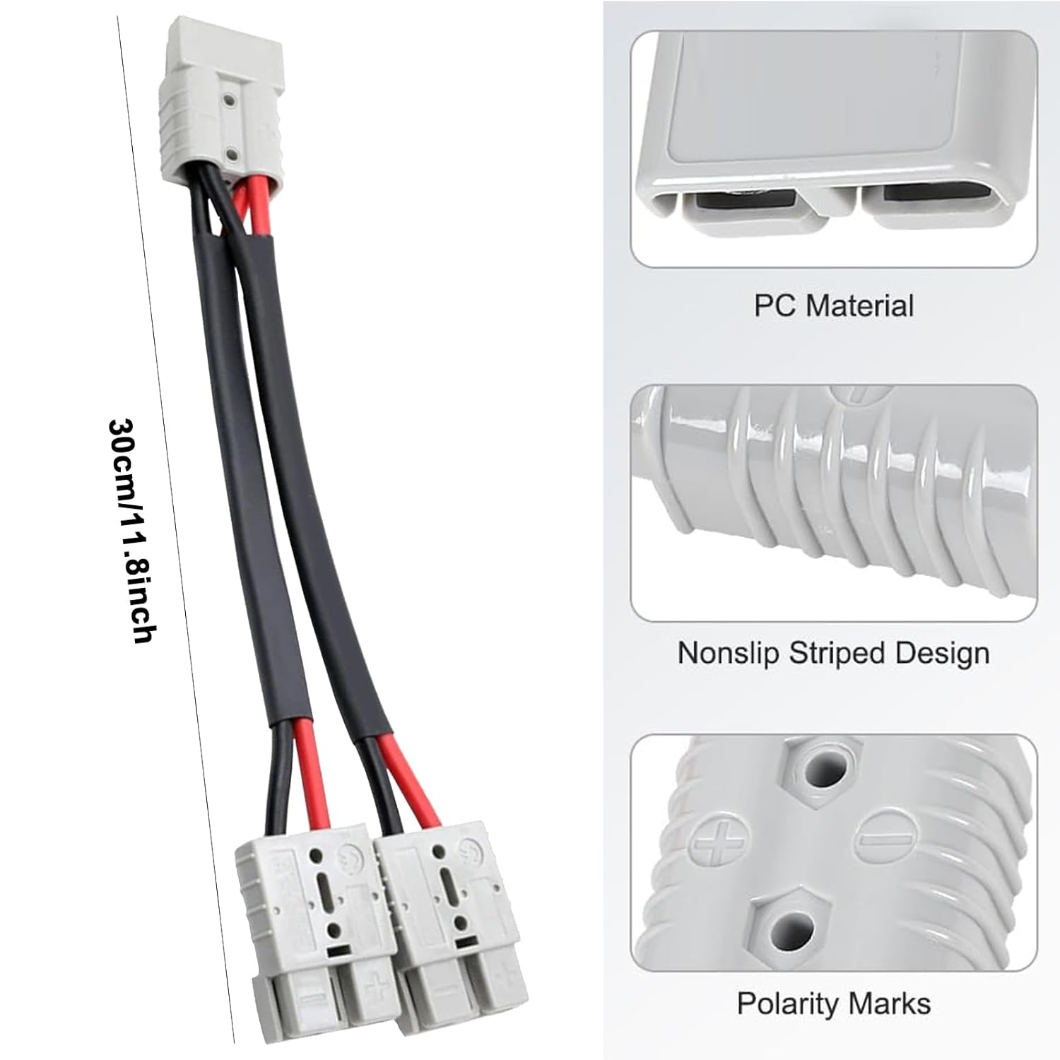50A Anderson Double Y Splitter Cable,1 to 2 Anderson Plug Connector Double Y Adapter,10 AWG 6Mm Battery Cable for Car, Rv,Truck,Trailer,Winch,Forklift,Solar & Wind Systems image number 1