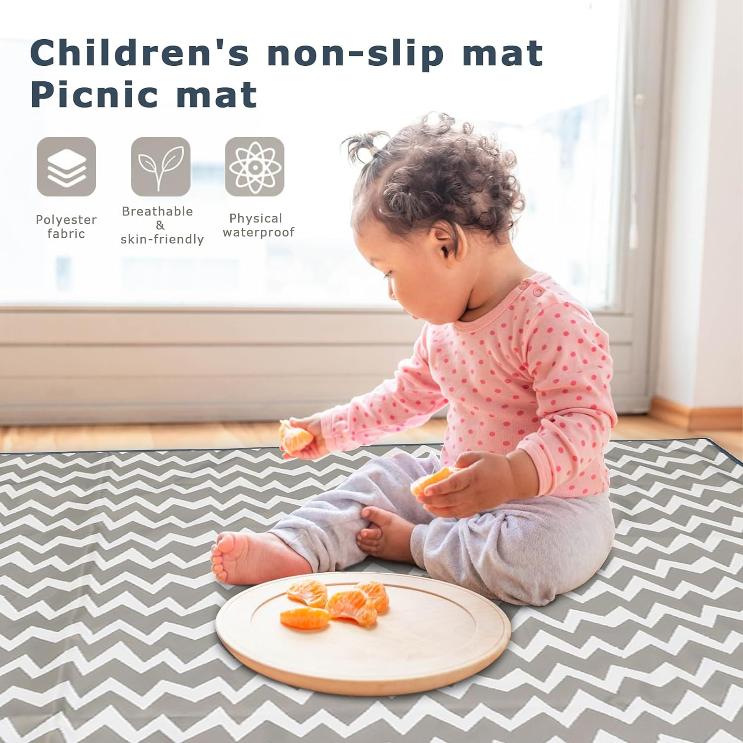 Highchair Floor Mat, Baby Splat Mat for under High Chair/Arts/Crafts, Anti-Slip Waterproof Splash Mat, Washable Portable Picnic Floor Cloth for Baby Feeding Table image number 1