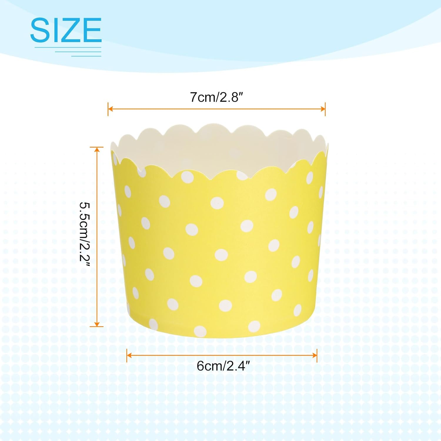 HARFINGTON 150Pcs Paper Baking Cups 6Oz Greaseproof Disposable Bulk Cupcake Muffins Liners Cases Wrappers for Wedding Birthday Graduation, Dot Yellow image number 2