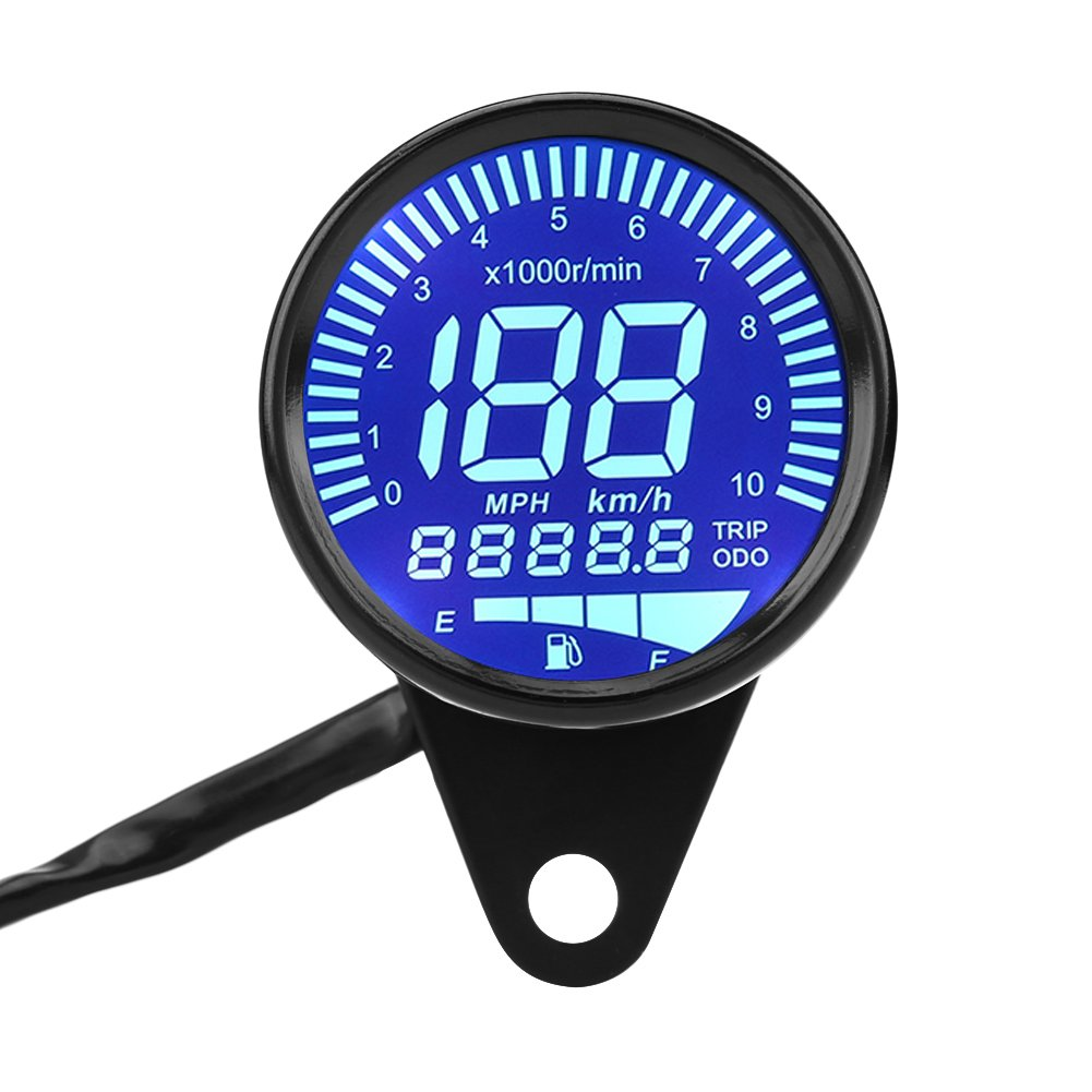 Qiilu Universal Motorcycle LED Digital Speedometer, Motorcycle Tachometer Speed Gauge Oil Level Meter Black image number 2