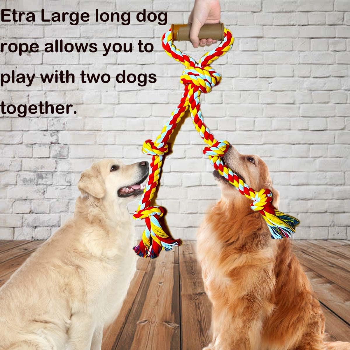 Extra Large Dog Rope Toys for Aggressive Chewers Tug of War Rope Interactive Heavy Duty Outdoor Medium Large Breed XL Dog Chew Rope Durable 3 Way Dog Rope Tough Pull Rope with Handle - Blue image number 5