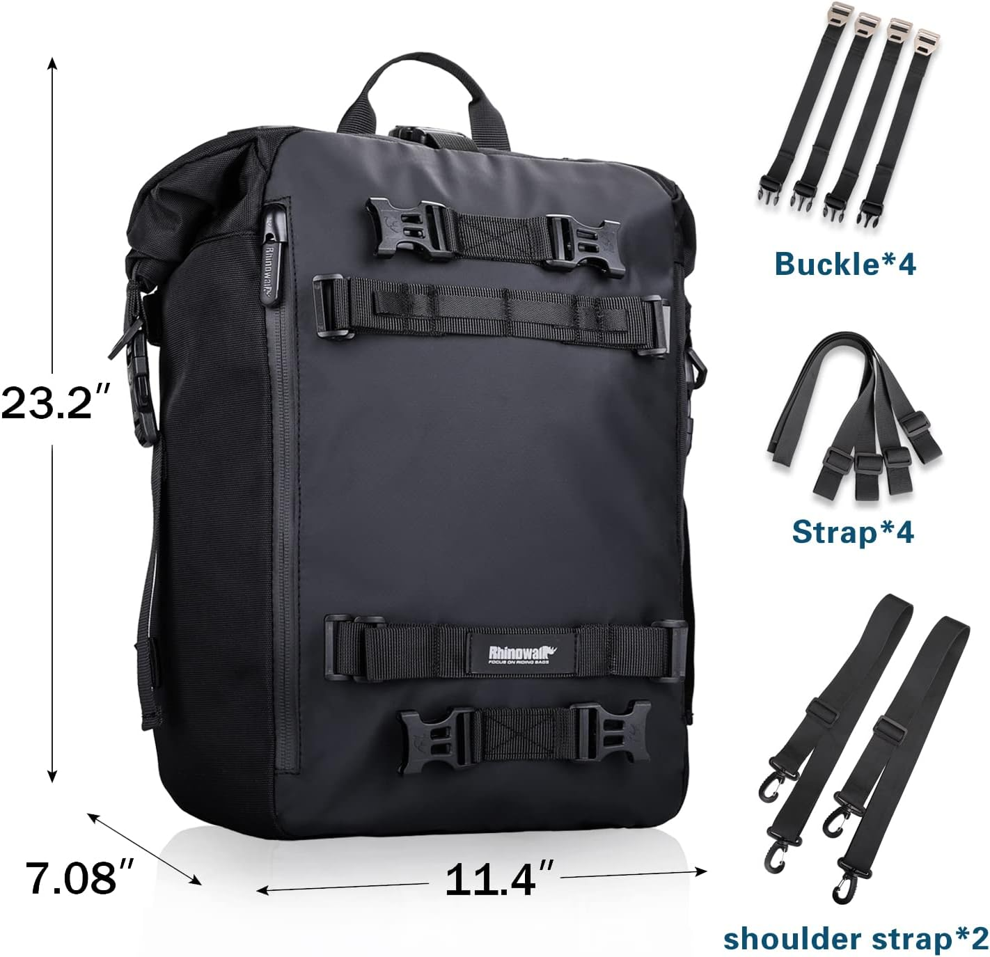 Rhinowalk Motorcycle Pannier Bag, 20L, Black, Multifunctional Rear Rack Trunk Motorcycle Seat Bag, Motorbike Saddle Bag image number 2