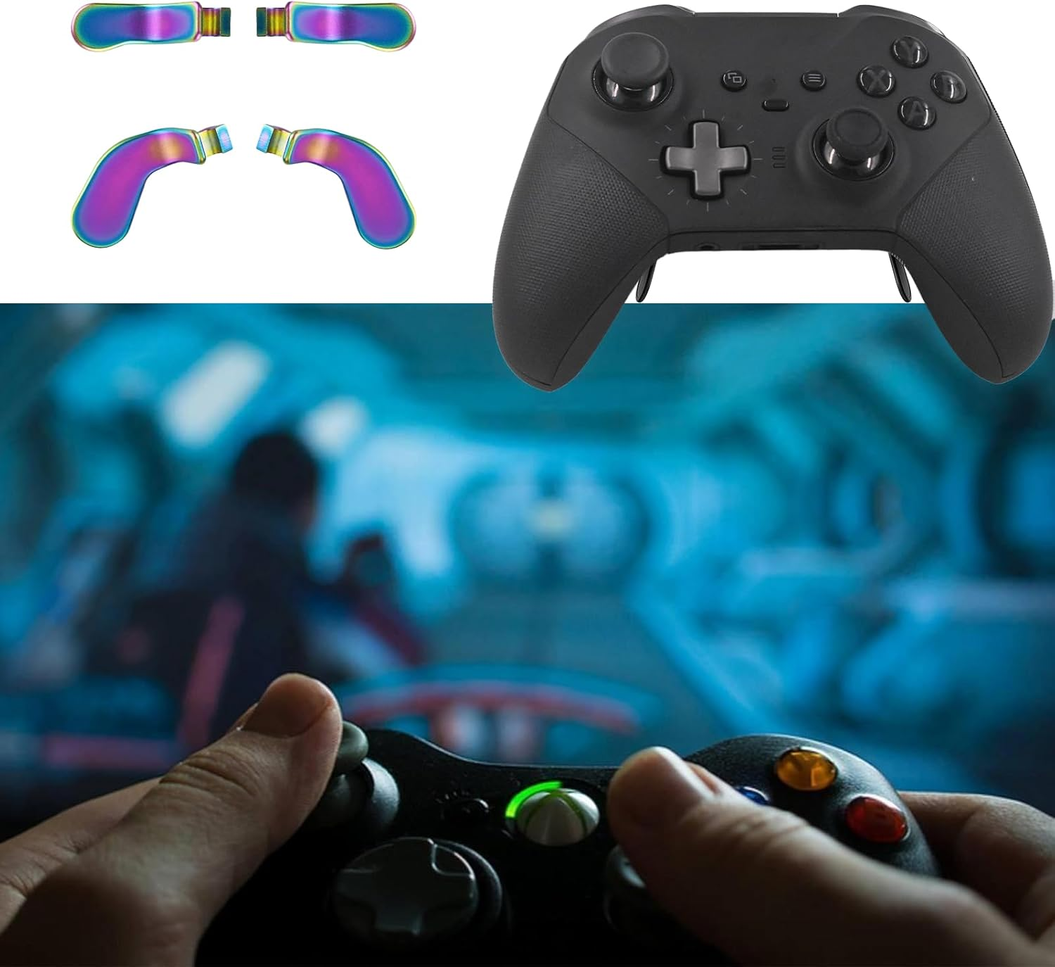 4 Pcs Elite 2 Core Controller Paddles for Xbox One Elite Series 2, Elite Control Paddles for Xbox One Elite, Elite Controller Metal Paddles for Xbox One Elite Series 2 (Rainbow) image number 3