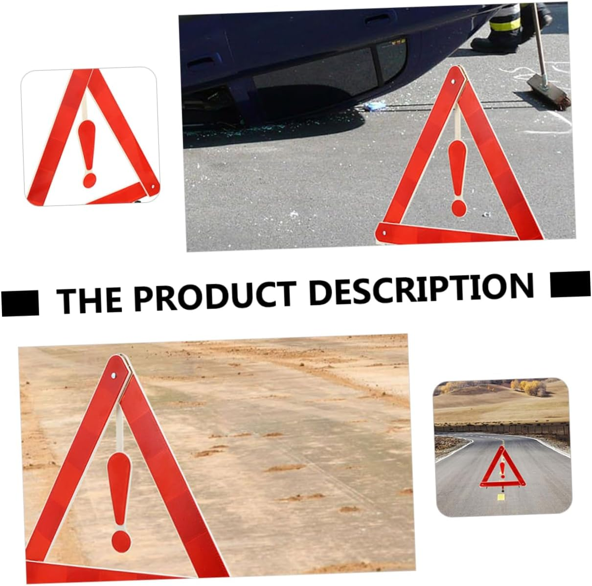 GARVALON 4Pcs Auto Warning Triangles 39X39Cm Car Safety Triangles Reflective Roadside Emergency Warning Kit for Vehicle Breakdown image number 4
