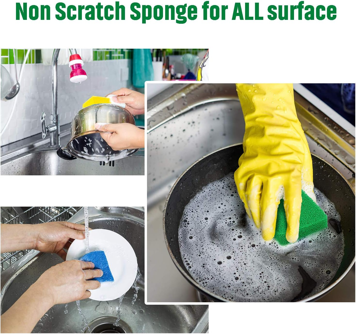 10 Pieces Silicone Scrubber Sponge Silicone Dish Sponge Reusable Kitchen Scrubbing Cleaning Sponge Soft Dish Scrubber for Dishes image number 1