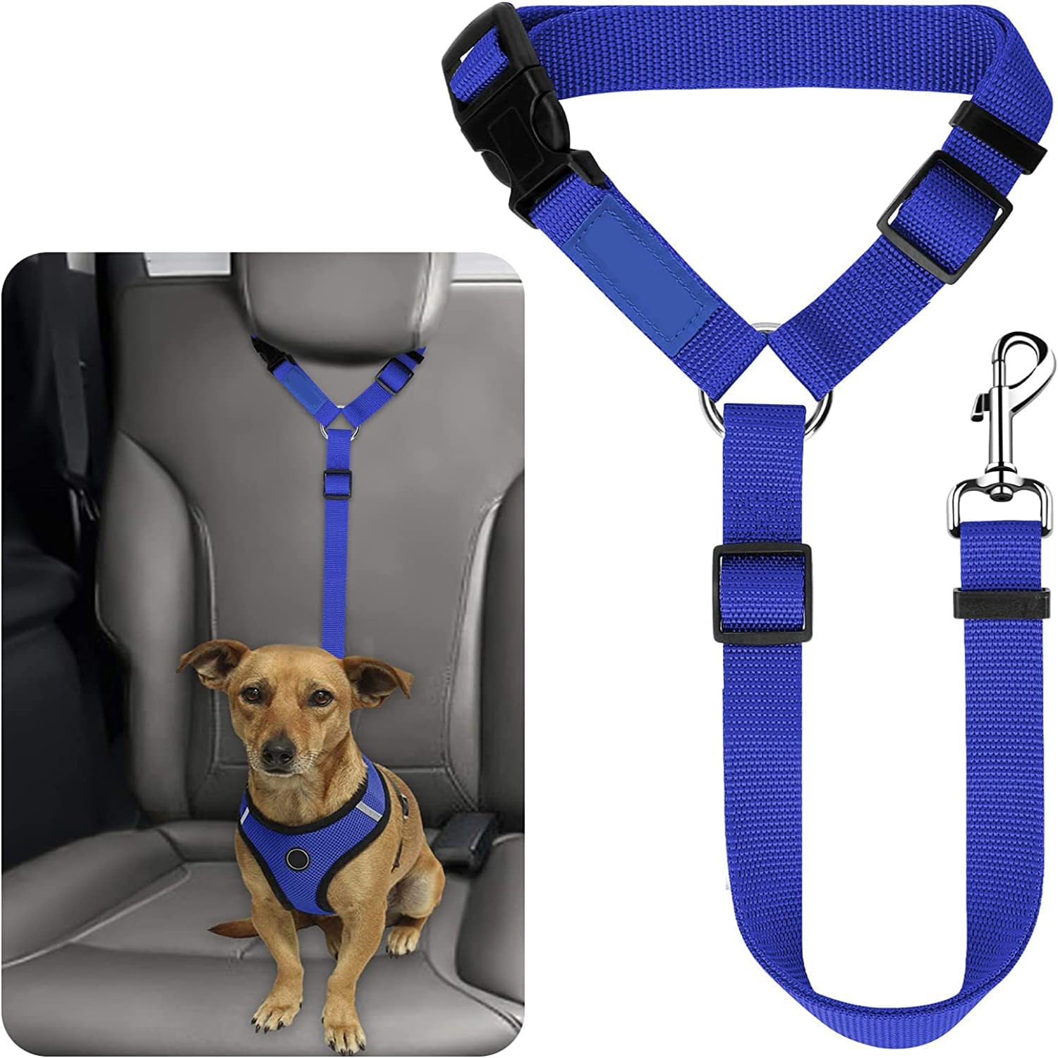 1Pc Pet Dog and Cat Seat Adjustable Safety Strap for Pets - Cat and Dog Car Seat Belt with Headrest Attachment(Dark Blue, Black, Red, Sky Blue, Pink & Purple) (Red)