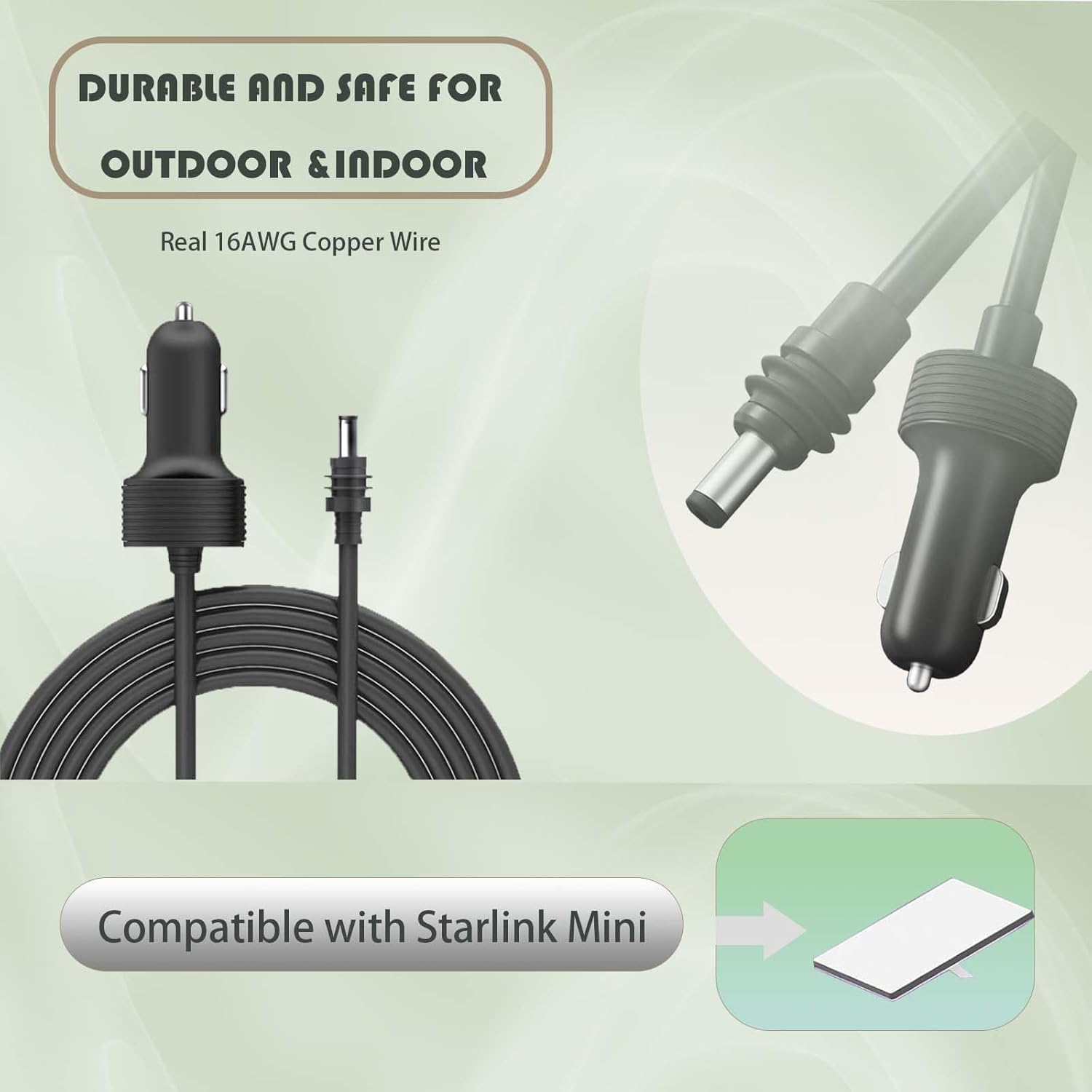 Loimon 12V Car Cord, for Starlink Mini, 3M/10FT in Length. Car Power Cord, for Use in Car, Rvs, Trucks and Ship image number 2