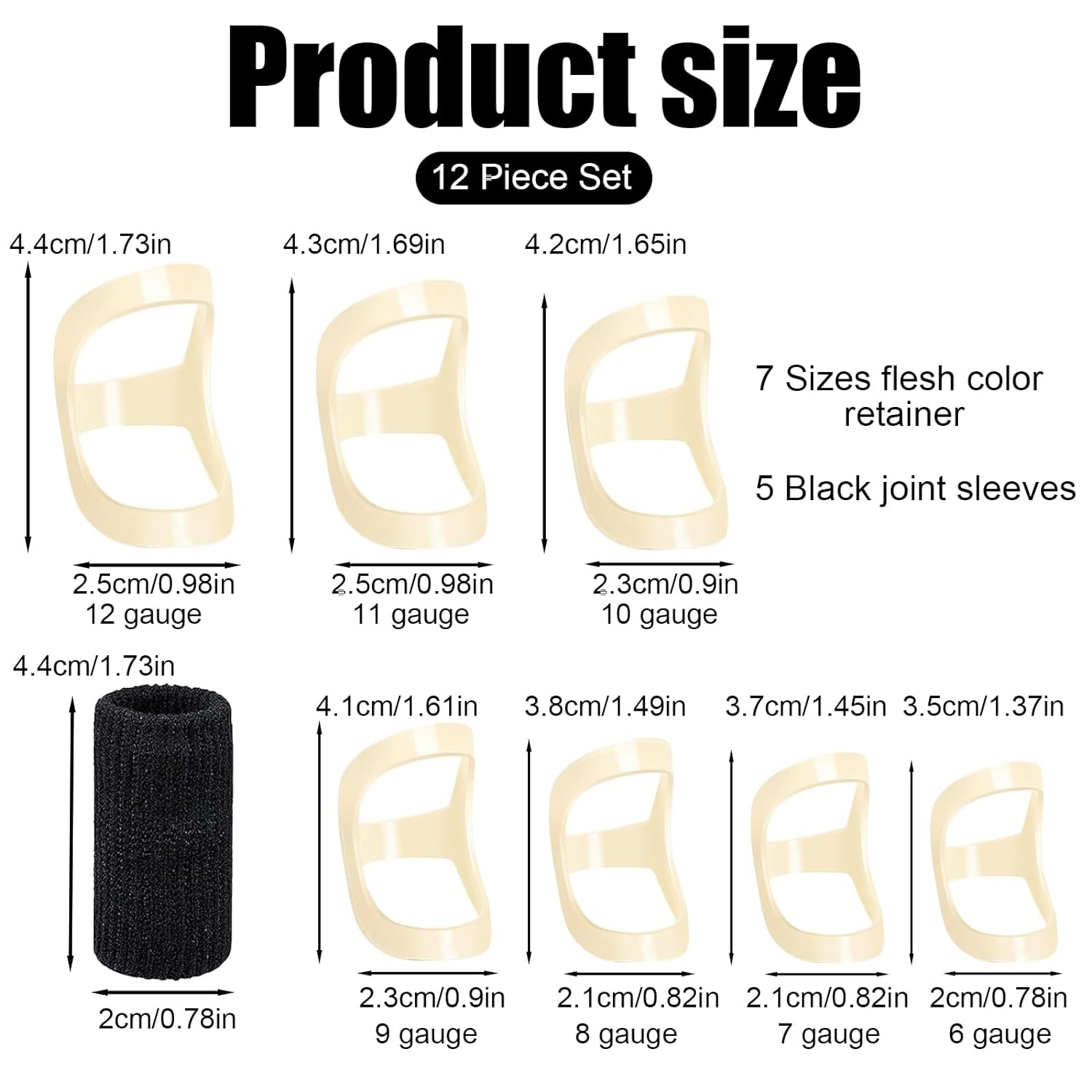 7Pcs Oval Finger Splint Finger Support and 5Pcs Finger Sleeves Trigger Finger Splint Finger Straightener Finger Brace for for Thumb Middle Index Ring Pinky Fingers (Size6,7,8,9,10,11,12) image number 6