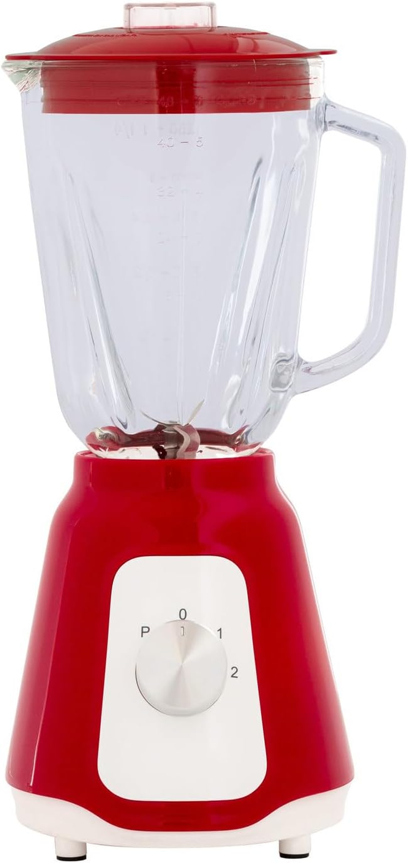Healthy Choice 500W Glass Blender - Two Adjustable Speeds, 1.75L Capacity, Red - Versatile Speed Control, Pulse Button, Durable Glass Jar, Enhanced Safety Features, Non-Slip Fee