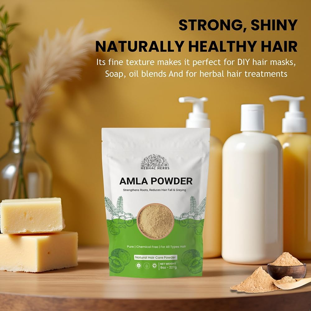 Amla Powder for Hair & Skin Care &ndash; 114G | Indian Gooseberry Powder for Hair Mask, Scalp Cleanse & Shine | Herbal DIY Beauty | Vegan, Non-Gmo | by Hebhac Herbals image number 1