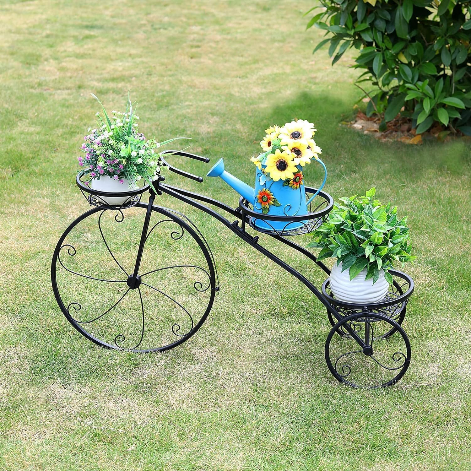 Medla Tricycle Plant Stand, Flower Pot Cart Holder 3 Tier Metal Plant Stand for Home Garden Patio Great Gift for Plant Lovers Housewarming Christmas Parisian Style Black image number 2