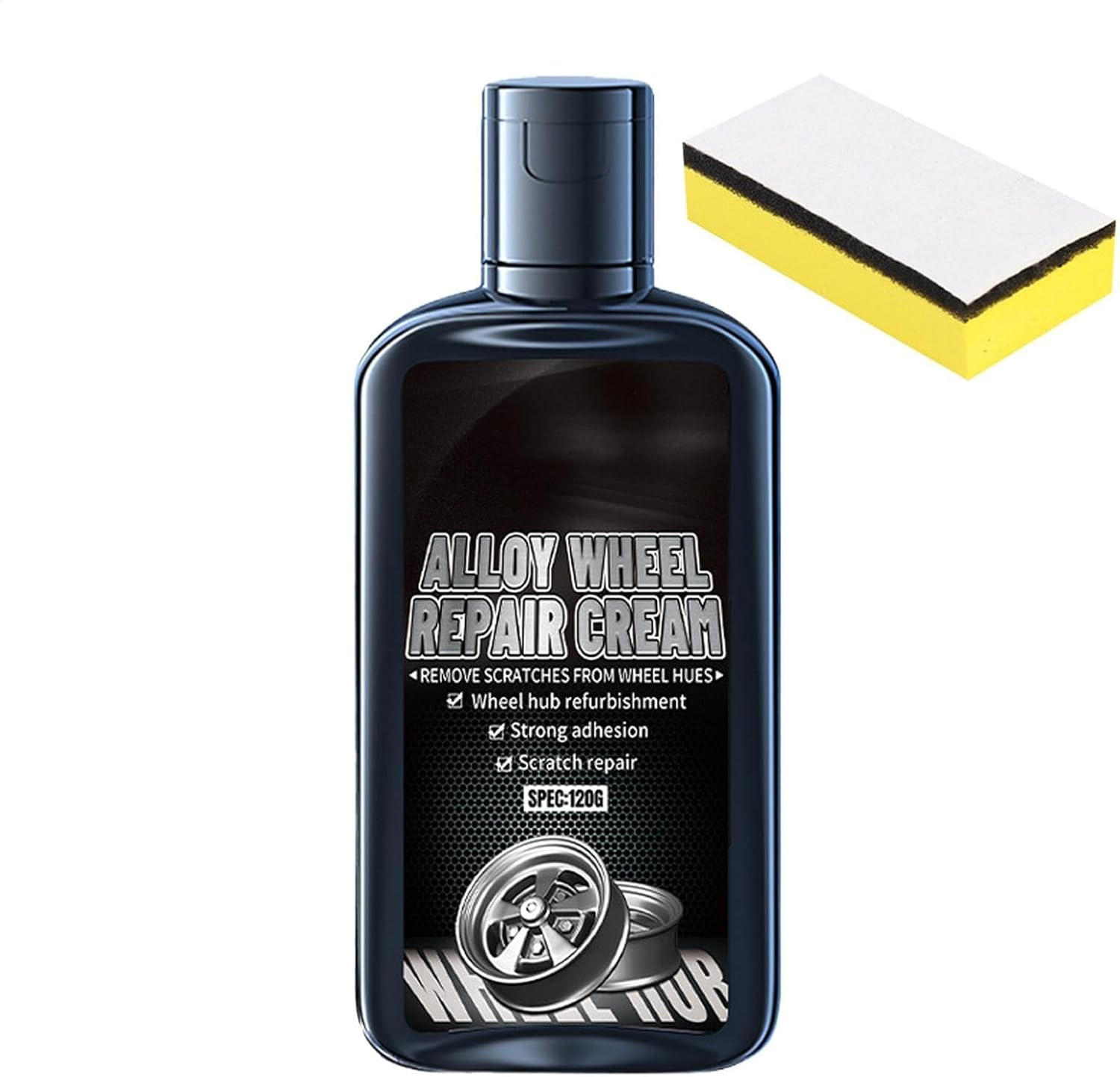 Car Tire Scratch Repair - with Sponge 120G Aluminum Alloy Wheel Repair Paint | Aluminum Alloy Car Tire Polisher Paste for Vehicles Steel Repair image number 4