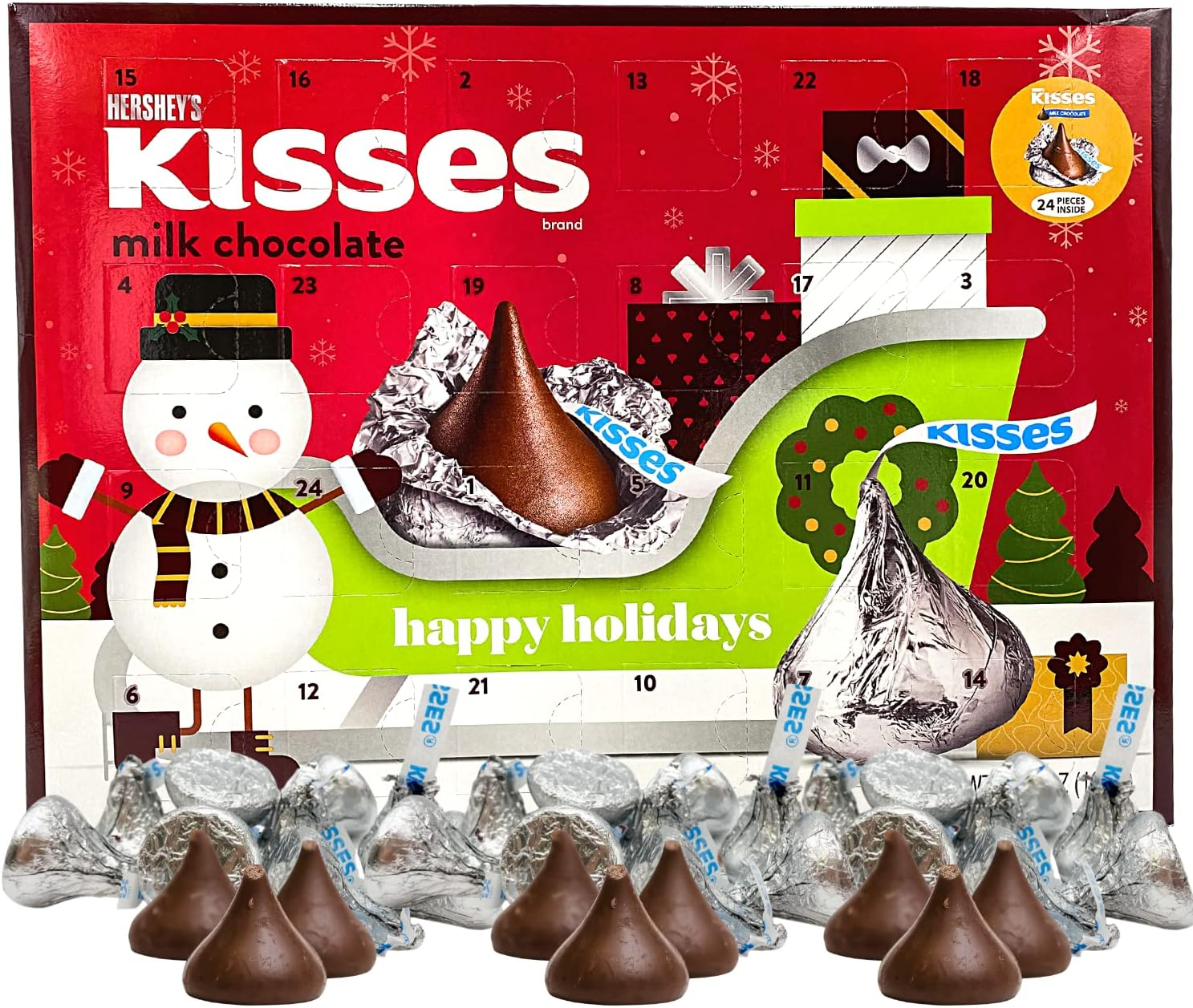Hershey Milk Chocolate Kisses Candy Filled 2024 Christmas Advent Calendar image number 3