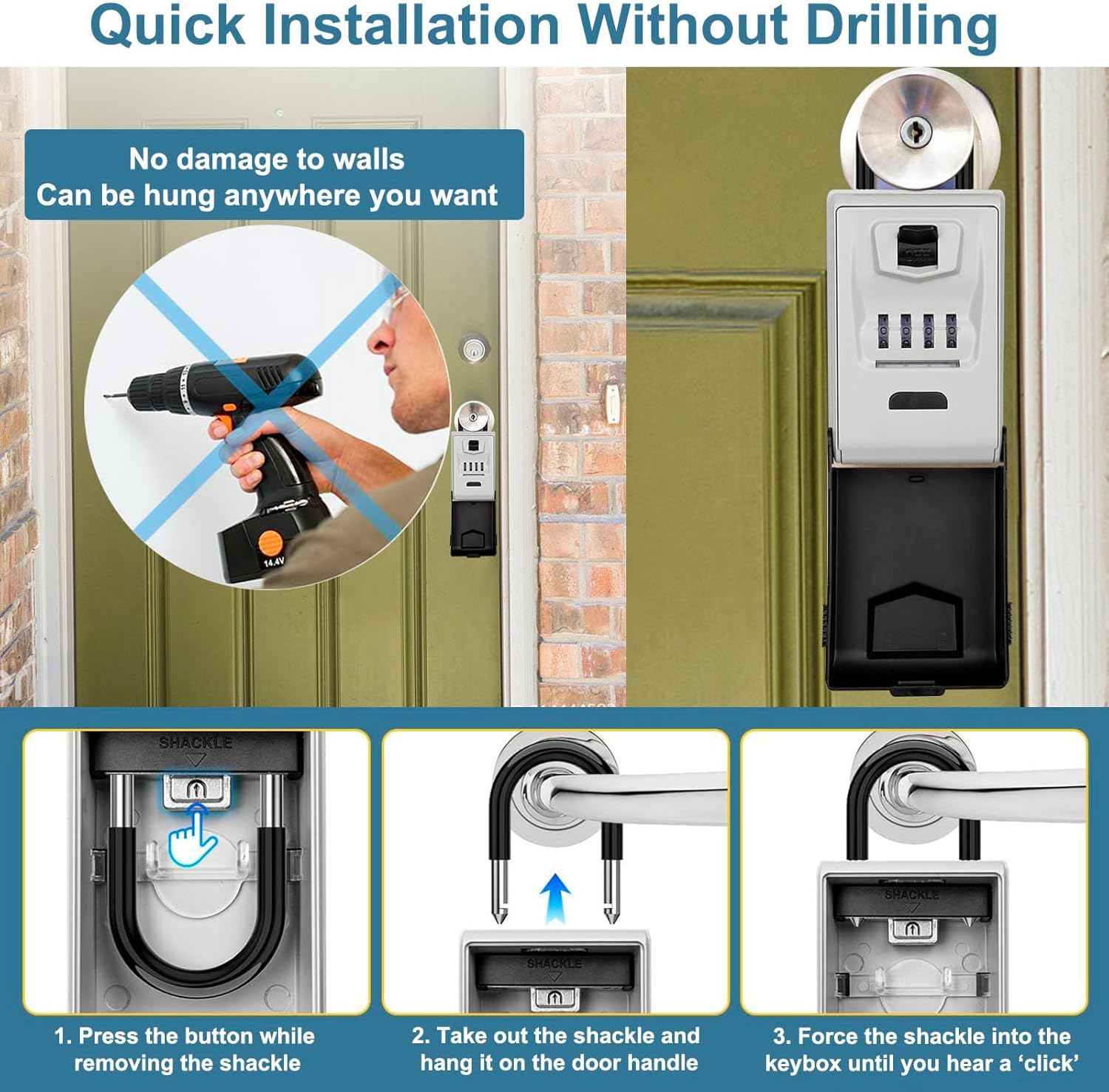 Afallz Key Lock Box with Light up Dials, Portable Wall Mount Key Storage Box with 4 Digit Resettable Code Combination& Slide Cover for Home Hotel School Company Spare Keys