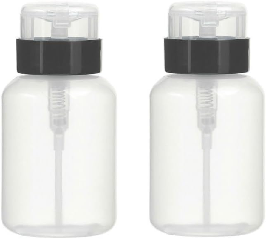 AKOAK Pack of 2 Push down Empty Lockable Pump Dispenser for Nail Polish Remover200Ml(6.8Oz) Black Top Cap image number 3