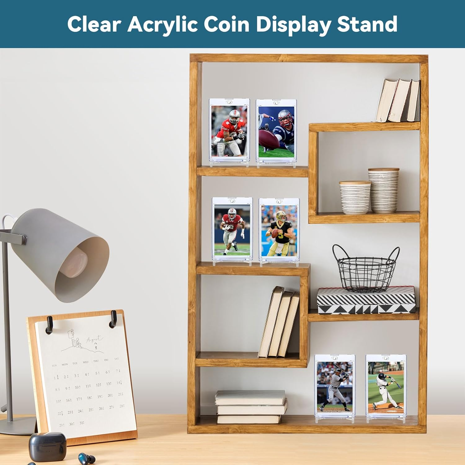 Trading Card Display Stand 25 Pack Card Stands for Sports Cards &ndash; Clear Acrylic Trading Card Stands for Top Loaders, Magnetic Holders, Screwdowns Baseball Sports Card Holder Stand Graded Card Display image number 1