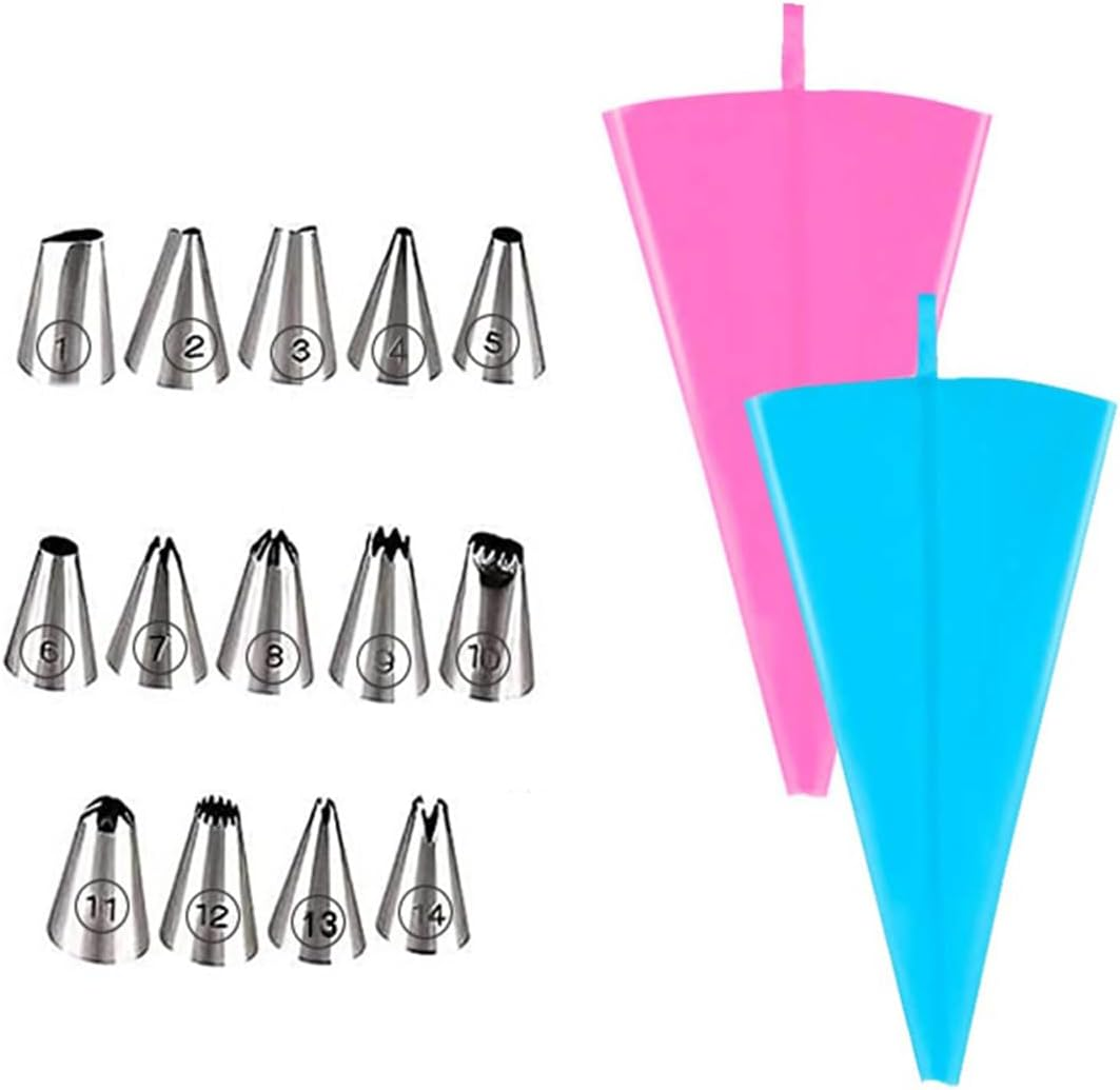 14Pcs Piping Bags and Nozzles,Durable Piping Bags,Reusable Icing Piping Kit,Cake Decoration Kit, Piping Bag and Nozzle,For Baking Cookies DIY Kitchen Tools Cake Decoration Pastry Bag Set image number 5