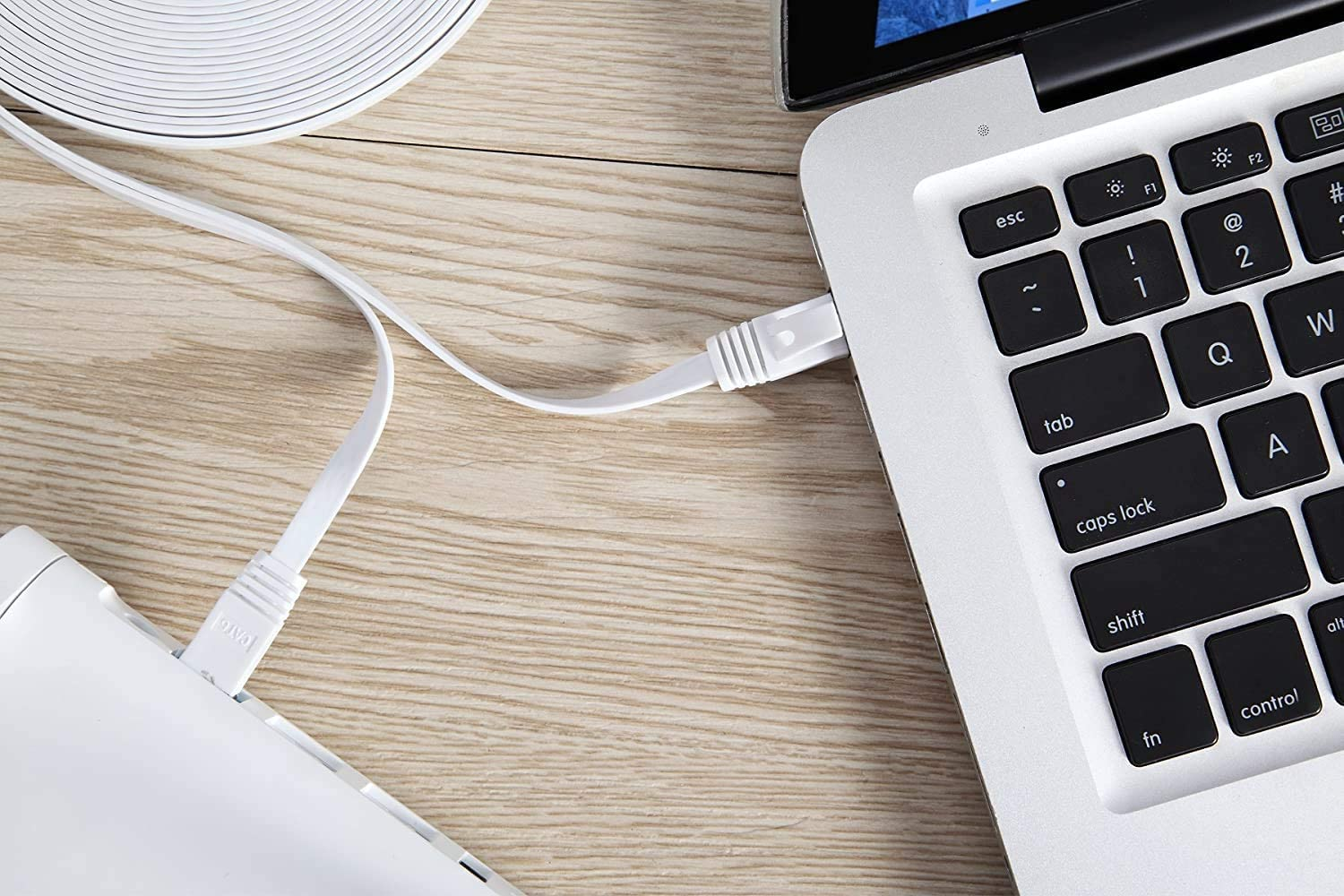 Ethernet Cable Cat6 7.6M / 25Ft White - Flat Network LAN Patch Cords &ndash; Solid Cat6 High Speed Computer Internet Wire with Clips & Rj45 Connectors for Router&ndash; Faster than Cat5E/Cat5 image number 4