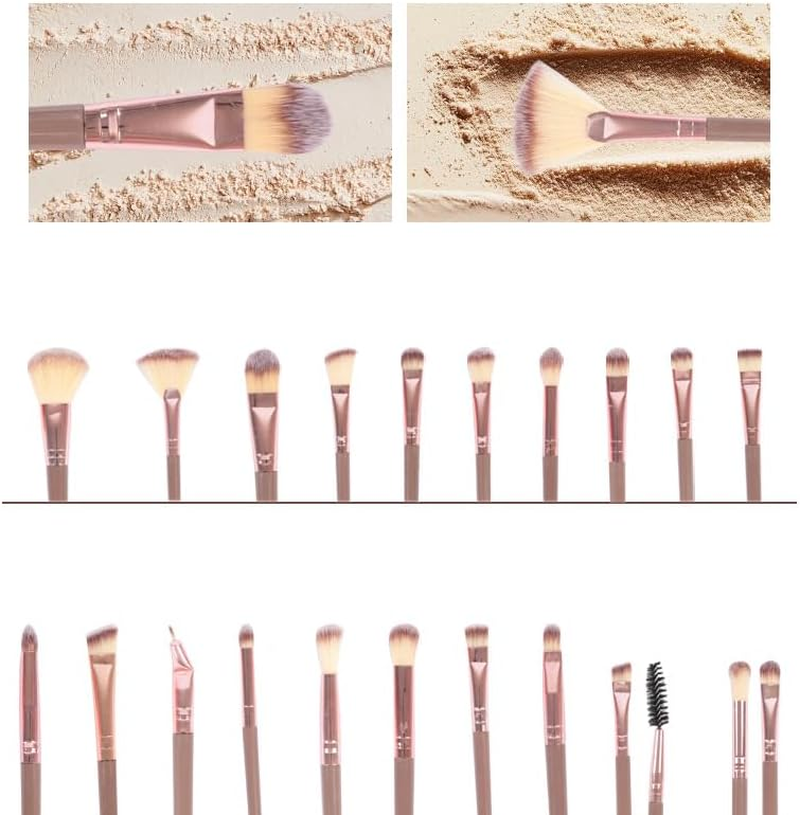 40 PCS Professional Makeup Brush Tools Set, Puff, Cosmetic Brush Sponge, Brush Cleaning Bow Set, Headband, Facial Makeup, Cleaning Accessories, Makeup Products, Valentine Day Item - Coffee image number 1