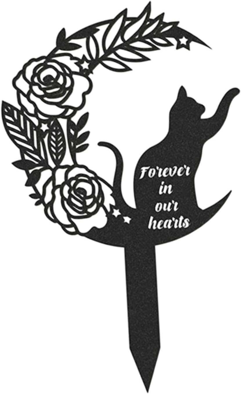 MFMEXUL Cat Memorial Post, Pet Memorial Grave Marker, Silhouette, Statue, Cat, Metal, Decorative Stake for Garden, outside Terrace, Courtyard image number 2
