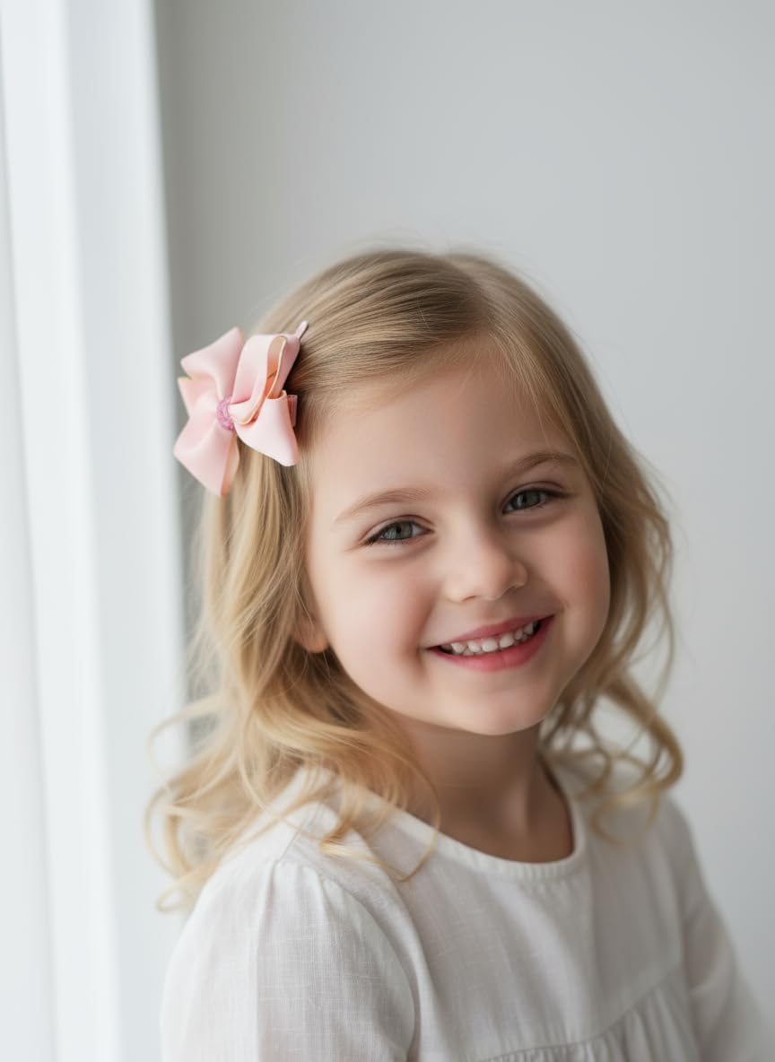 18 Pcs Cute Girls Hair Accessories Elastic Hair Bands Toddler Hair Clips Various Styles Girls Hair Accessories with Gift Box Suitable for Girls Baby Teenage (Pink) image number 2