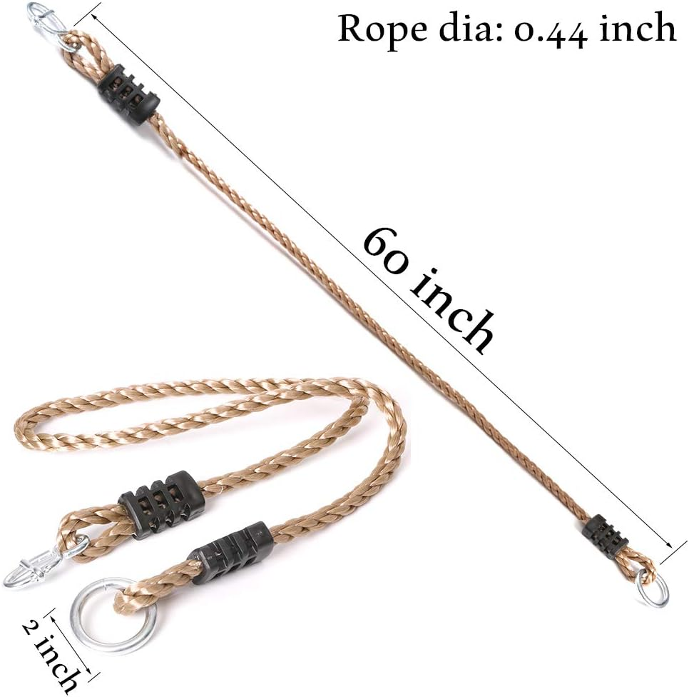 2Pcs Tree Swing Hanging Ropes Indoor Outdoor Hammock Swinging Chair Straps Hanging Kit for Adjustment or Extension - 60 Inch & Holds to 650Lbs
