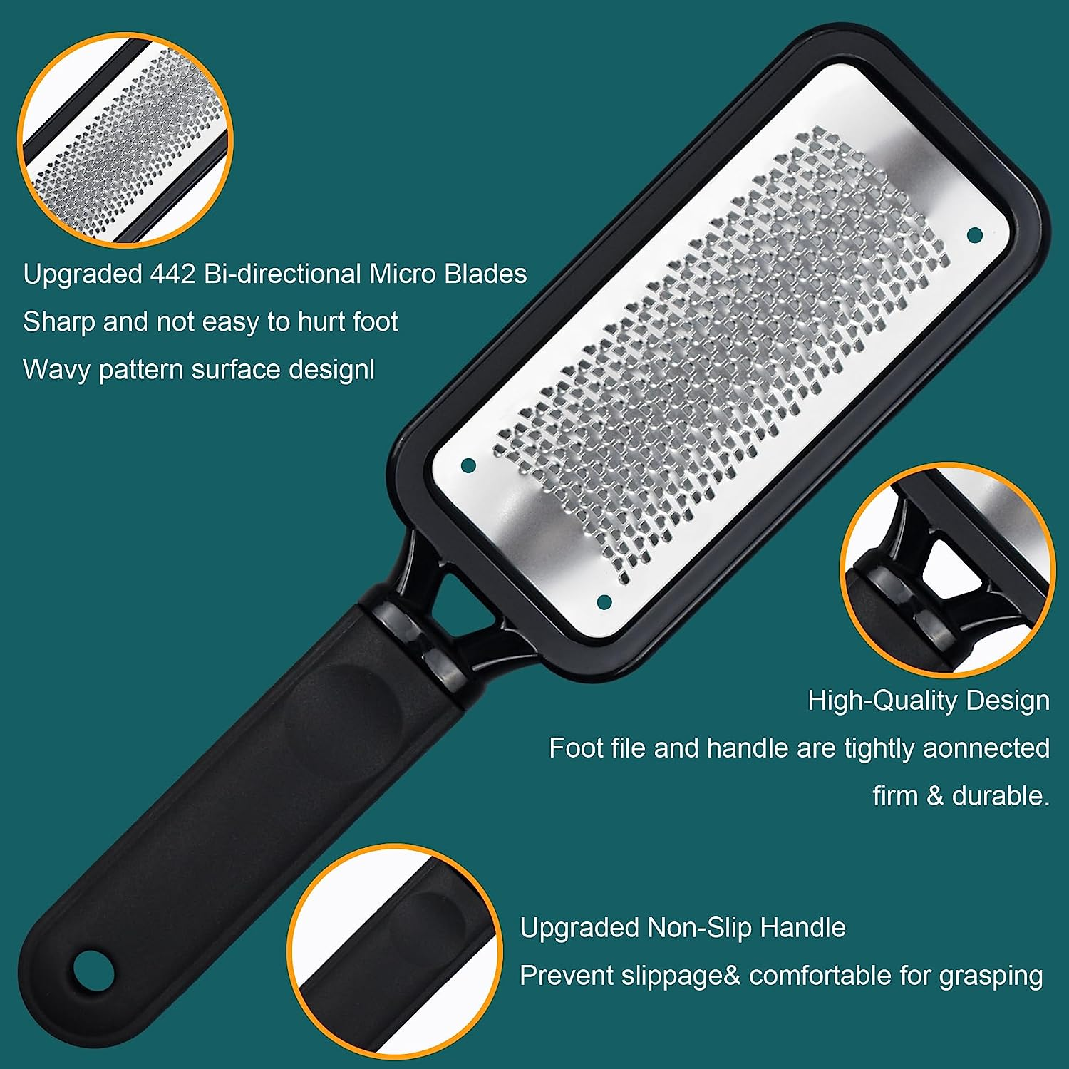 Foot Files Foot Scrubber Pedicure, Stainless Steel Callus Remover for Feet, Professional Foot Grater Rasp Scraper to Hard Skin Corns for Dry and Wet Fee image number 1