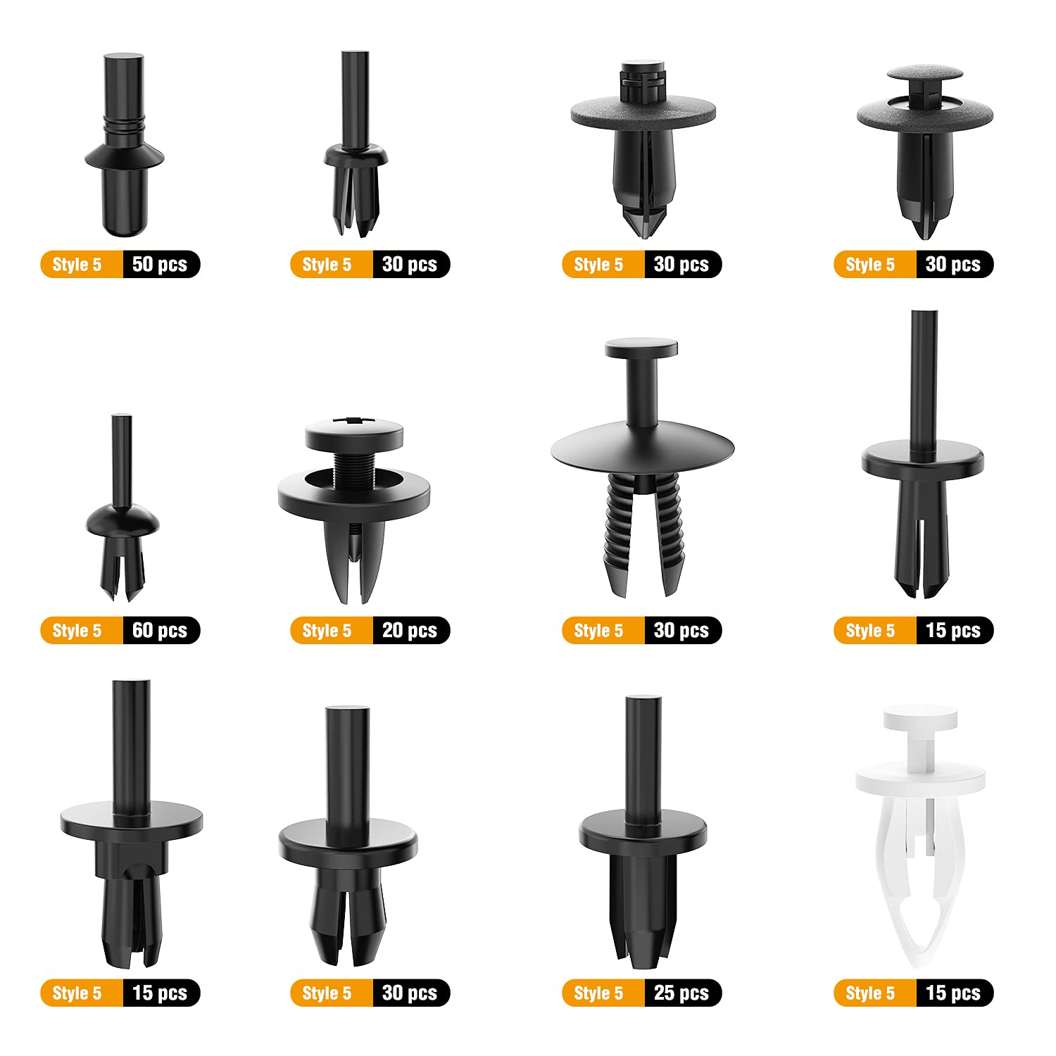 GOOACC 380Pcs Car Automotive Plastic, Metal, Nylon Push Pin Rivet with Fastener Remover Trim Clip Panel Body Interior Assortment Retainer Assortment Clips, (Grc-97),Black image number 3