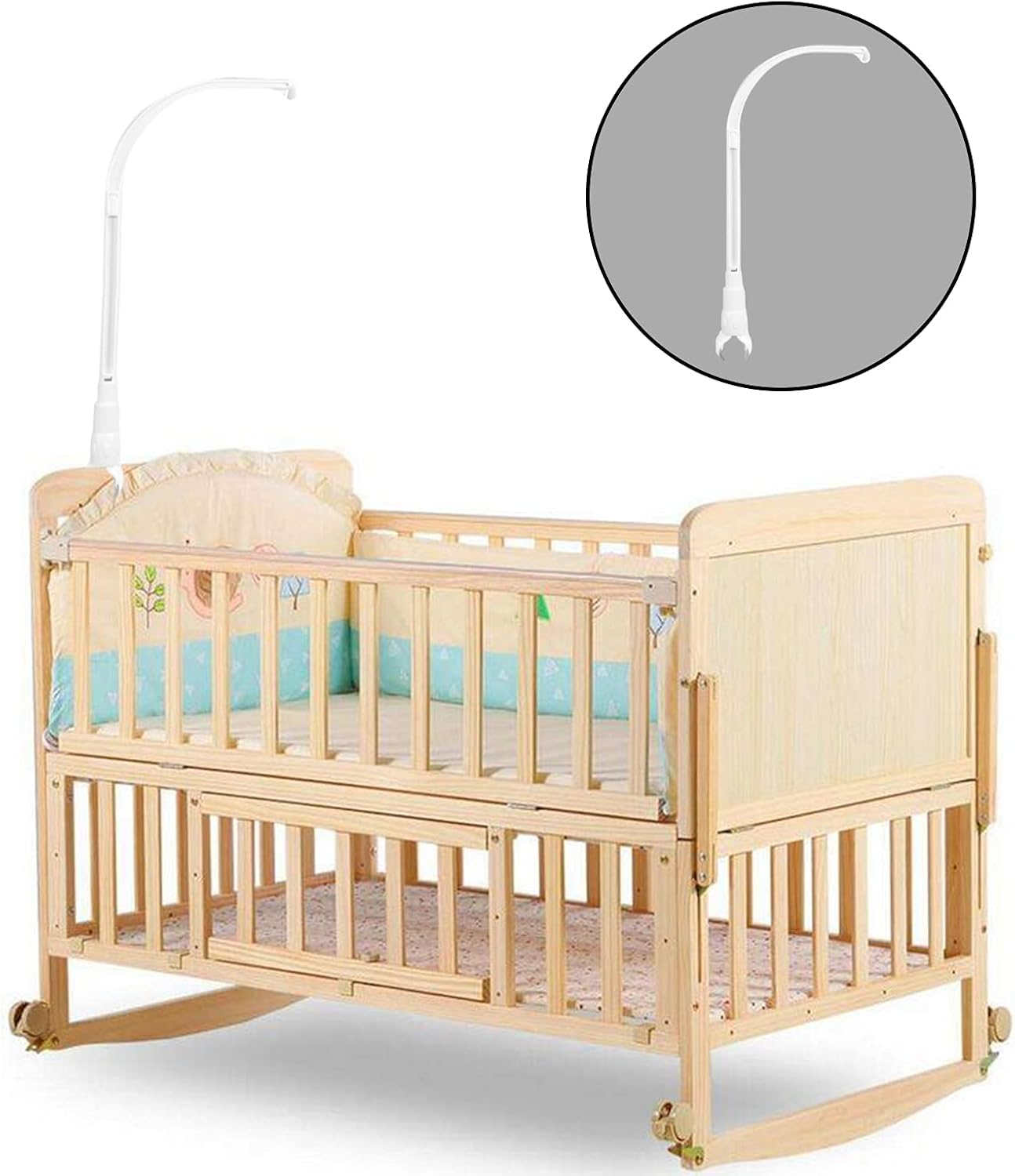 White Bracket Set Baby Crib Mobile Bed Bell Toy Holder Arm Bracket image number 6