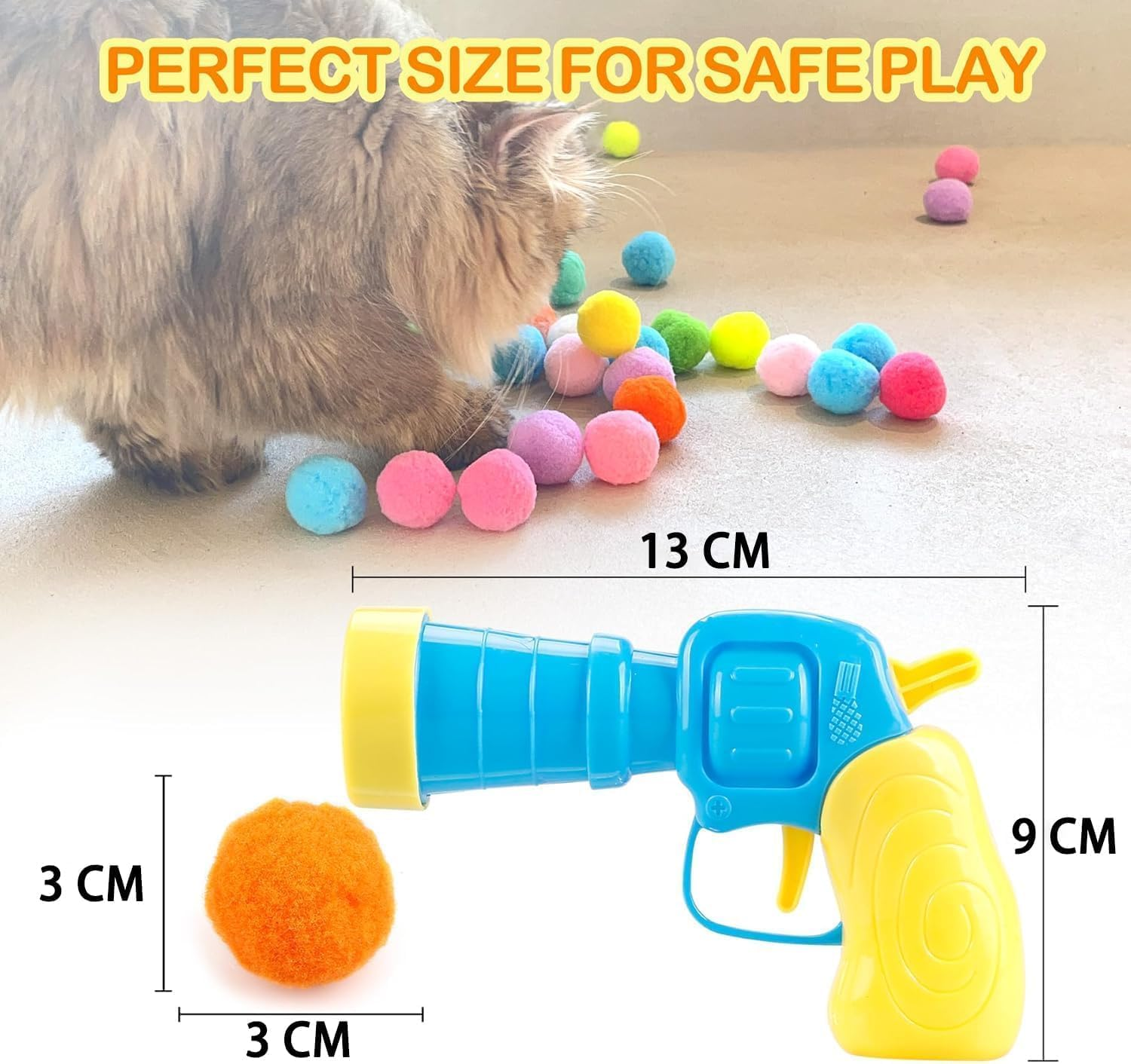 50Pcs Cat Ball Toy Launcher Gun, Cat Balls Fetch Toy, 30Pcs Plush Fuzzy Balls Launcher Cat Toy for Cats with 1 Gun, Funny Interactive Cat Toys for Bored Indoor Adult Cats, Cute Kitten Kitty Toys image number 4