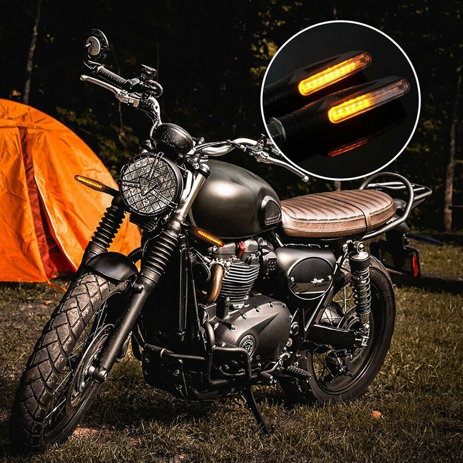 4PCS Motorcycle LED Turn Signal Flowing Water Light Amber Blinker Lamp image number 3