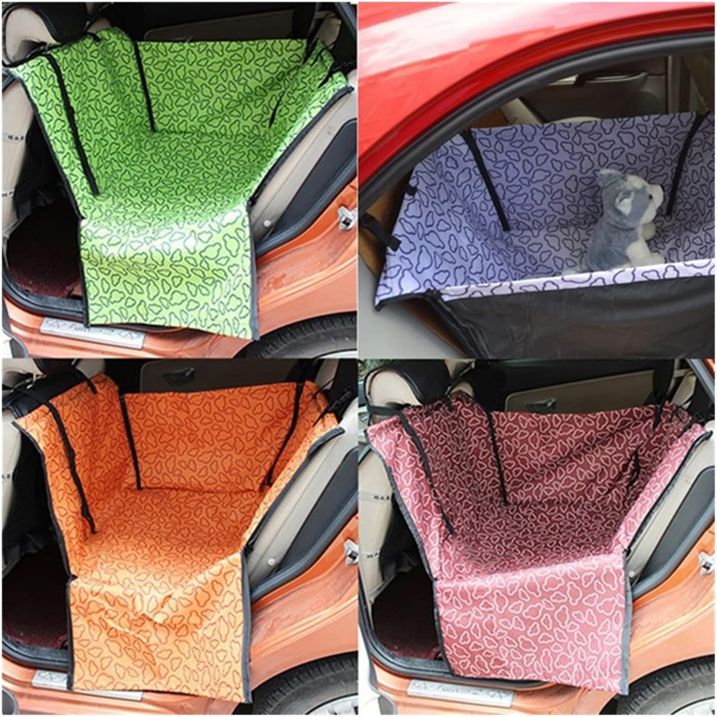 Dog Car Seat Cover Pet Carrier Dog Car Seat Cover Cushion Suspension Mattress Carrying Dog Travel Car Seat Bag Dog Hammock(Size:C-Blue Bones) image number 3