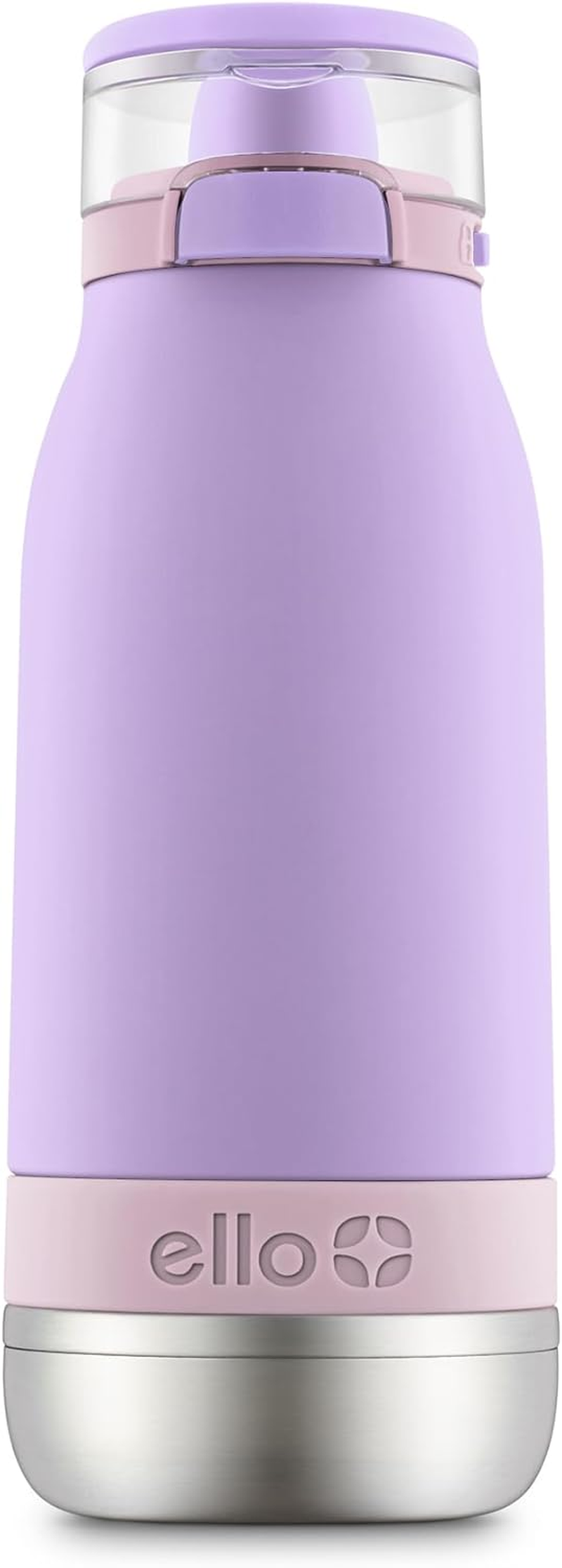 Ello Emma 14Oz Vacuum Insulated Stainless Steel Kids Water Bottle with Straw and Built-In Carrying Handle and Leak-Proof Locking Lid for School Backpack, Lunchbox and Outdoor Sports, Lilac image number 4