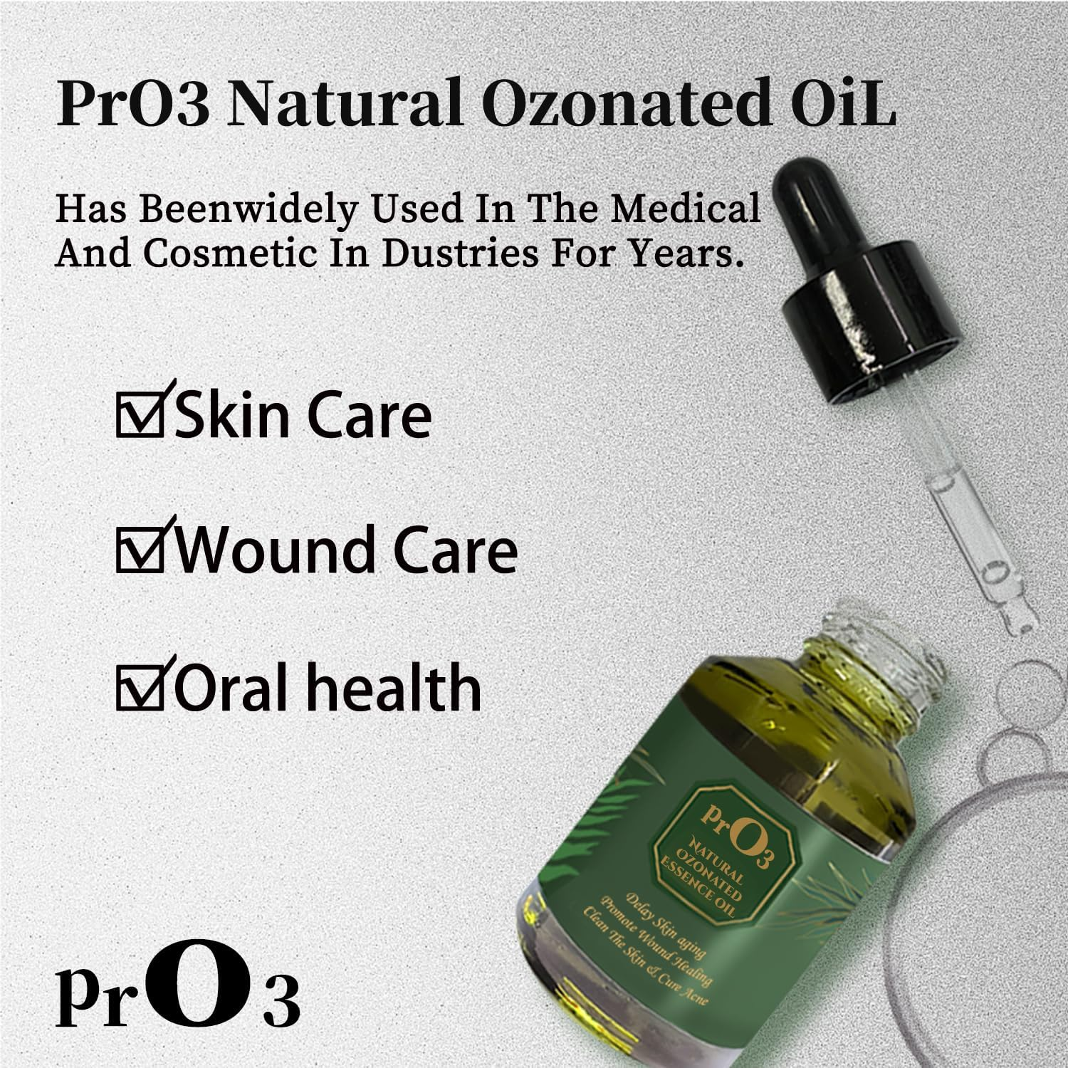 Ozoneted Sunflower Oil-100% Naturel Ozone Oil-1 Oz-Glass Dropper Bottle-Organic Skincare Essence- Rich in Reactive Oxygen. image number 5