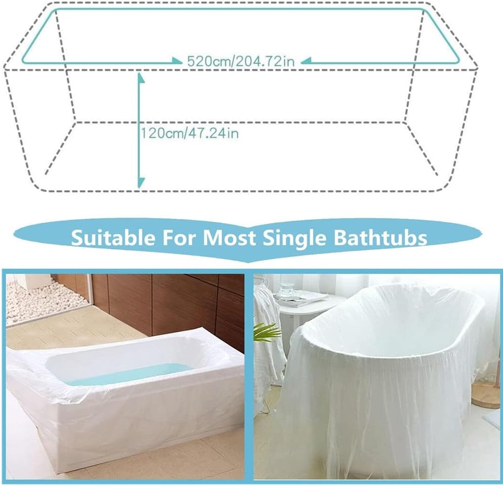 10 Pack Disposable Bathtub Cover Liner for Tub,Plastic Tub Liner Bath Bags for Solon Hotel Travel Bath