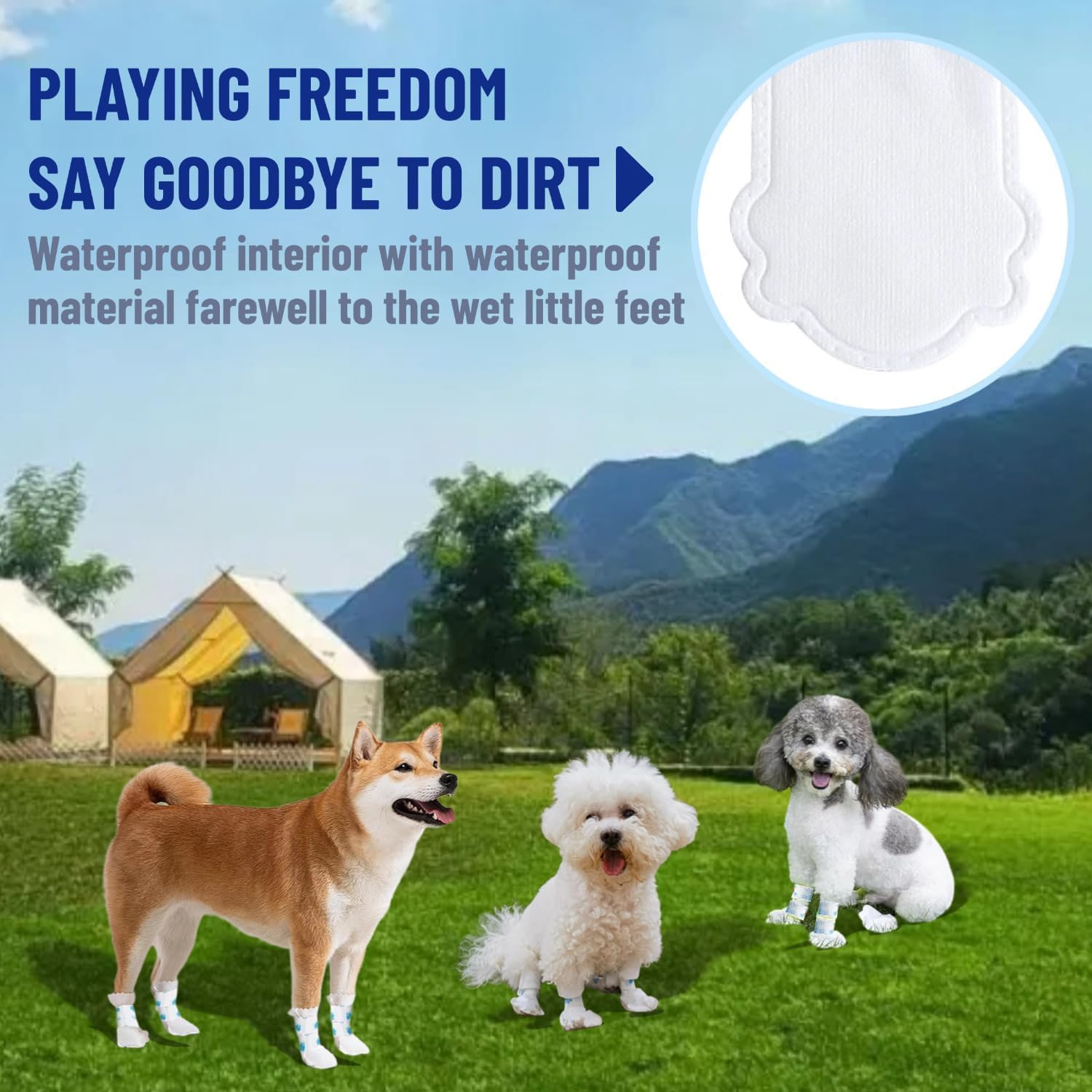 Disposable Dog Boots Paw Protectors Dog Shoes for Small Size Dogs 20 Pcs Pet Shoes with Adjustable Dog Paw Bandage Waterproof Dog Foot Paws Covers Booties for Outdoor & Indoor Walking (White, S) image number 4