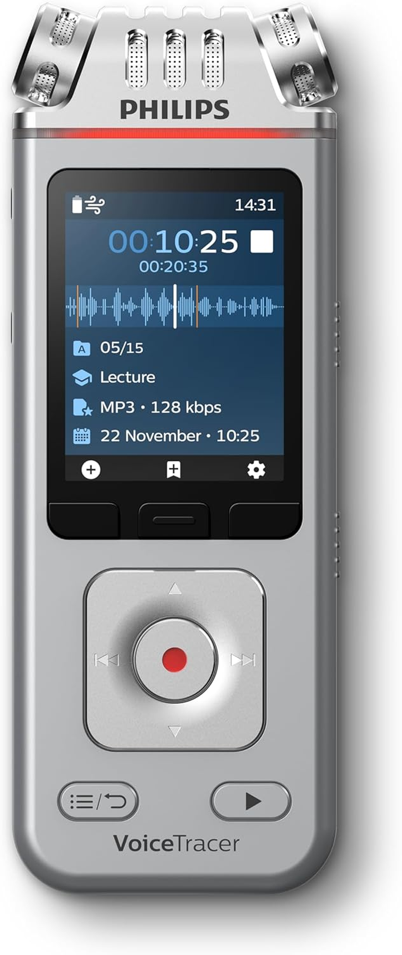 Philips DVT4115 Voice Recorder, MP3, Hifi Microphones with Sembly AI for Voice Recognition for Multiple Speakers, Creating Summaries, Meeting Logs and To-Do Lists image number 1