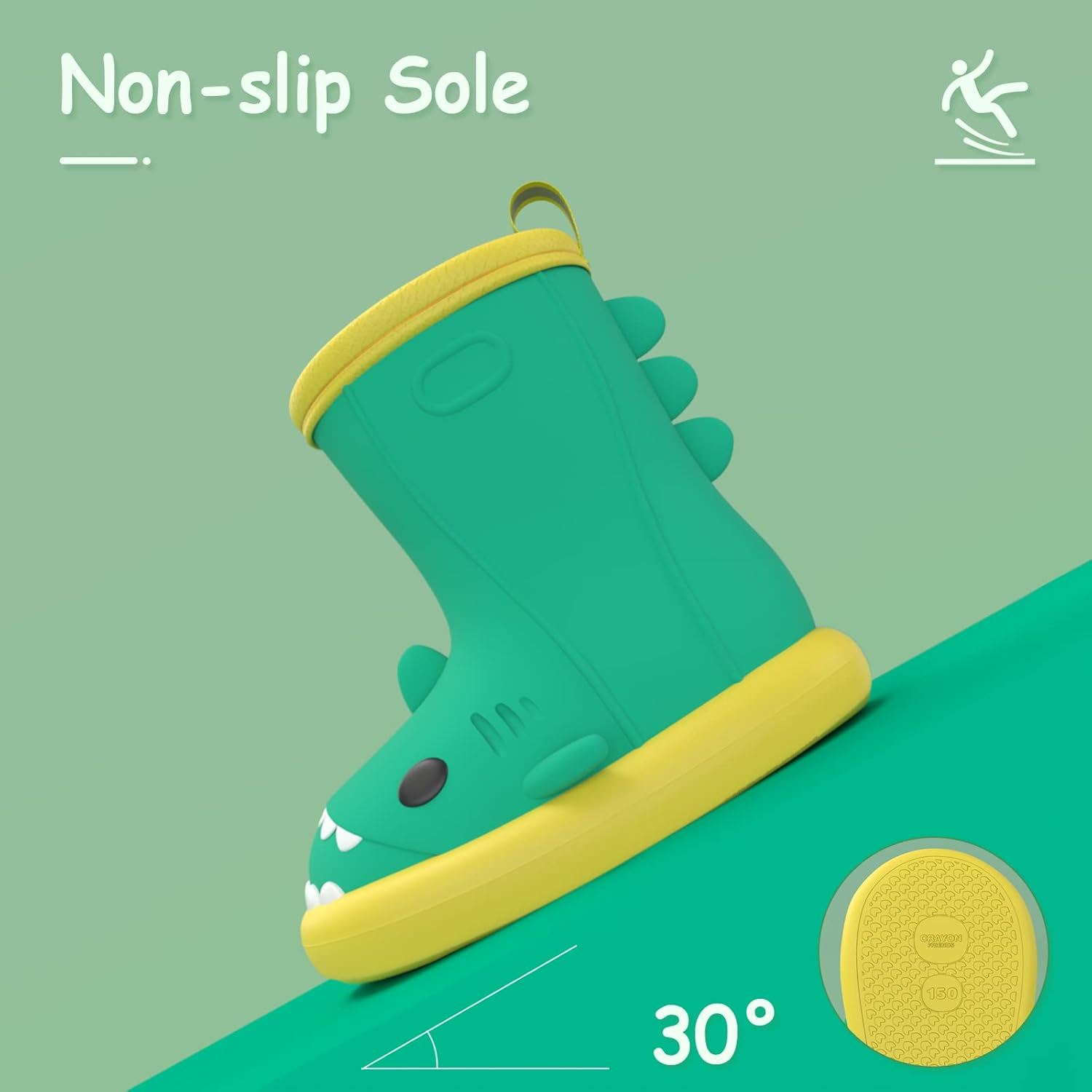 USOR Children'S Rain Boots Baby Boys Girls Non-Slip Rain Boots Water Shoes Waterproof Children'S Rubber Shoes with Carton Shark image number 3