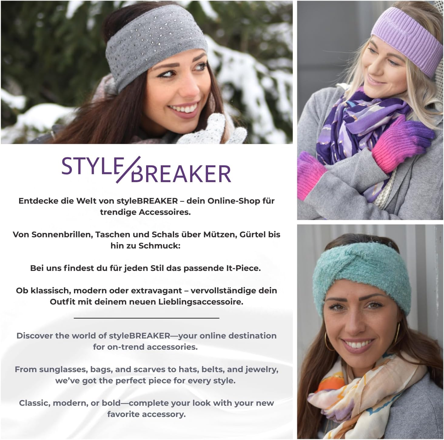 Stylebreaker 04026062 Women'S Knitted Headband Plain with Diamond Pattern, Thermal Fleece Lining, Winter Headband Plain Cream/White - Beige image number 2