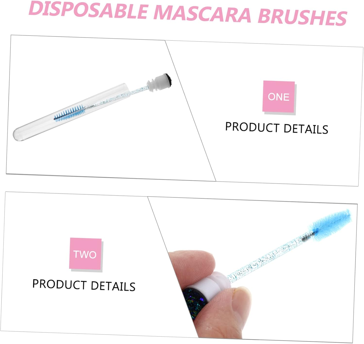 FRCOLOR 10Pcs Eyelash Comb and Eyebrow Brush Tube Set Navy Portable Lash Brow Applicators for Makeup and Eyelash Extension Application - Red image number 2