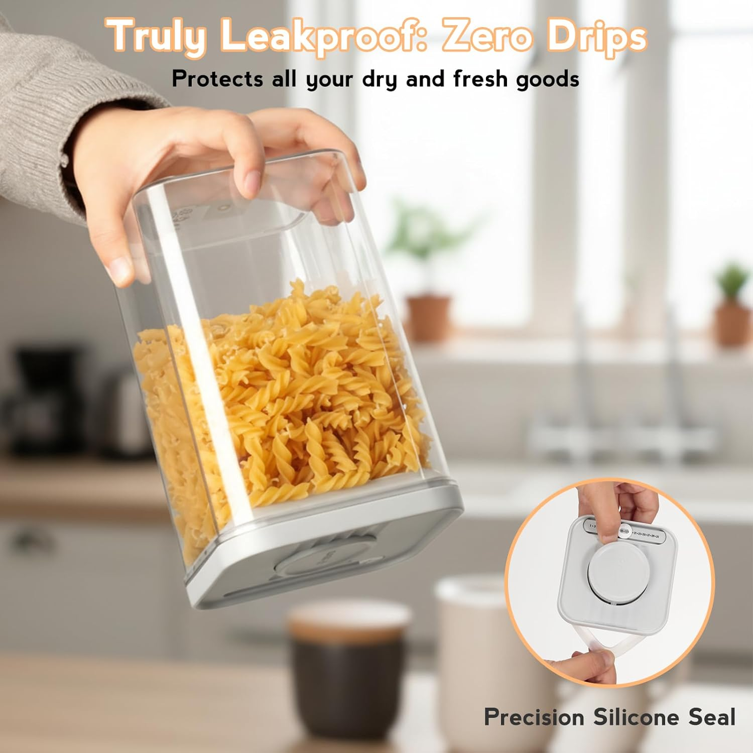 VINATO Storage Jars with Lid, Airtight, Pack of 3, 600/1250/2280 Ml Storage Box with Lid, Kitchen, Plastic Food Storage for Flour, Oats, Cereals image number 1