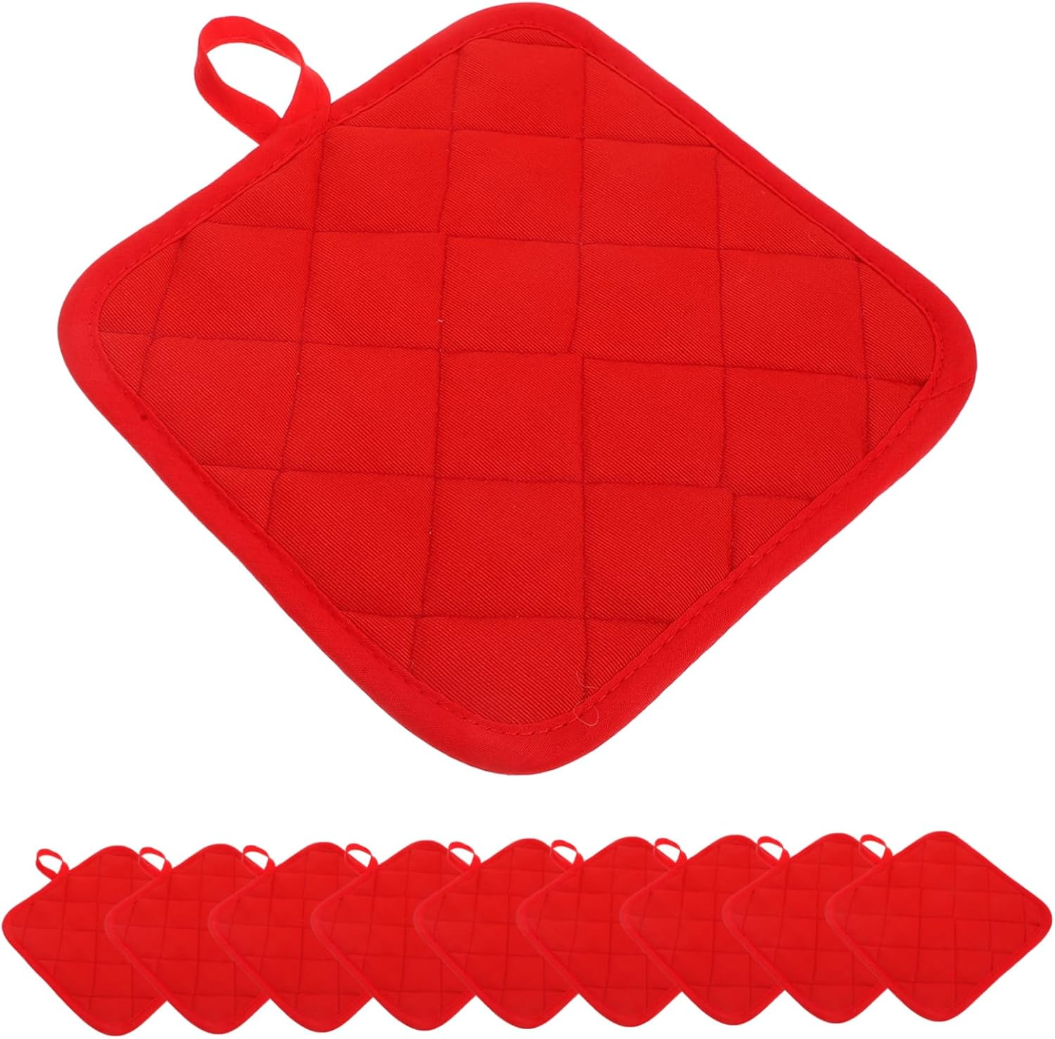 10Pcs Quilted Cotton Pot Holders Heat Resistant Oven Pads Antislip Surface for Kitchen Cooking Baking image number 3