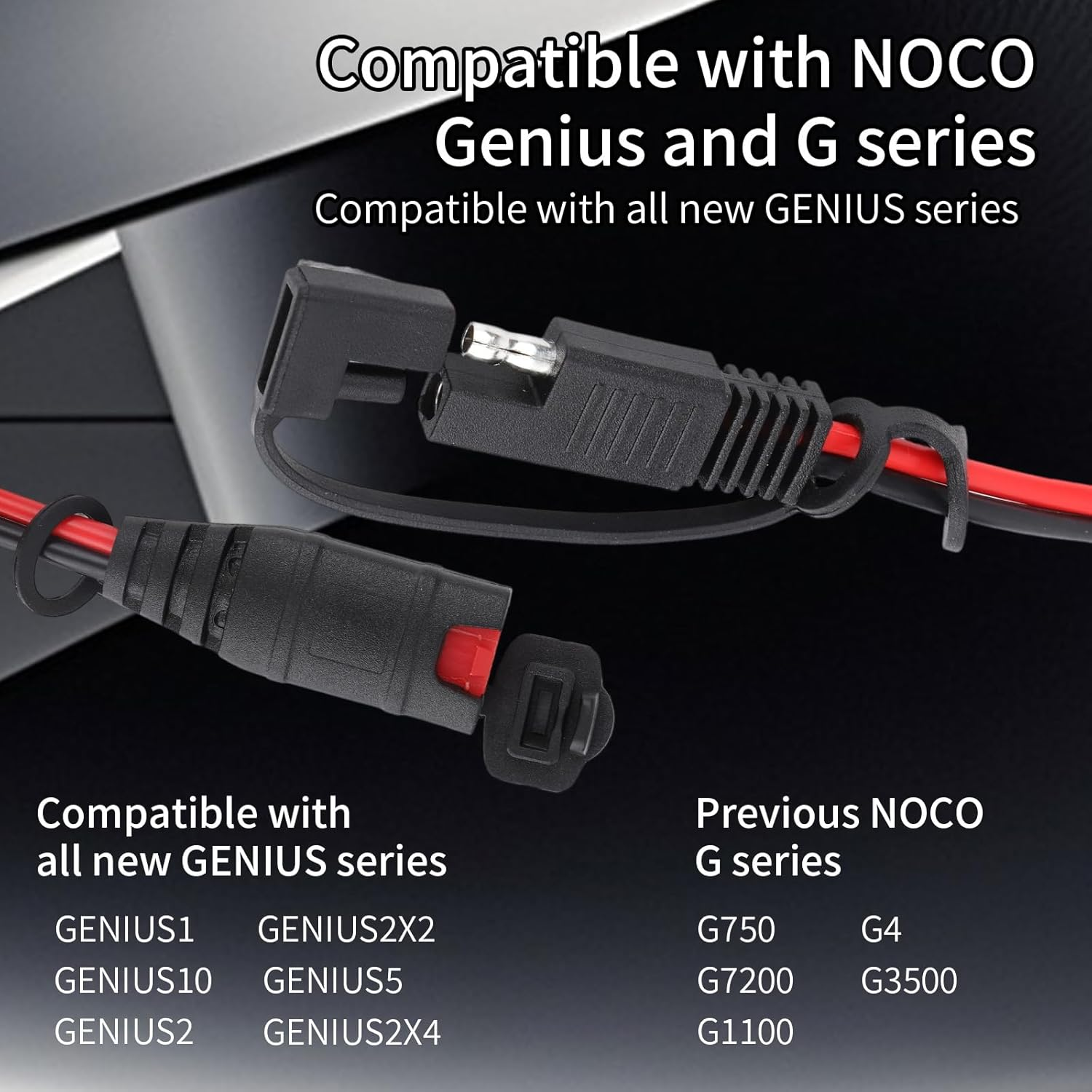 BTFO 1Ft/34Cm SAE SAE Extension Cable, 14AWG Heavy Duty Waterproof Extension Cord with 20A Fuse Compatible with NOCO Genius Smart Battery Chargers for Motorcycle ATV Truck & Car, No Tool Require