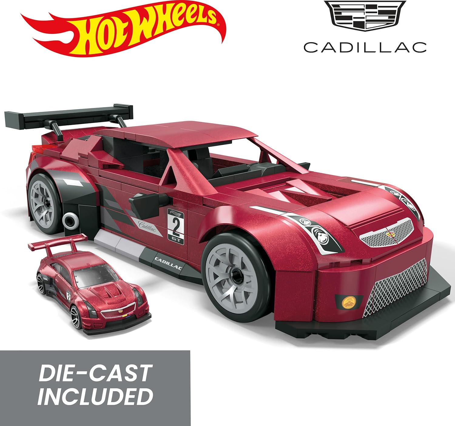 MEGA Hot Wheels Collectible Car Building Toy, Cadillac ATS-V R with 319 Pieces and Die-Cast Model, Build & Display Set for Collectors, Red - Cadillac Ats-V R image number 6
