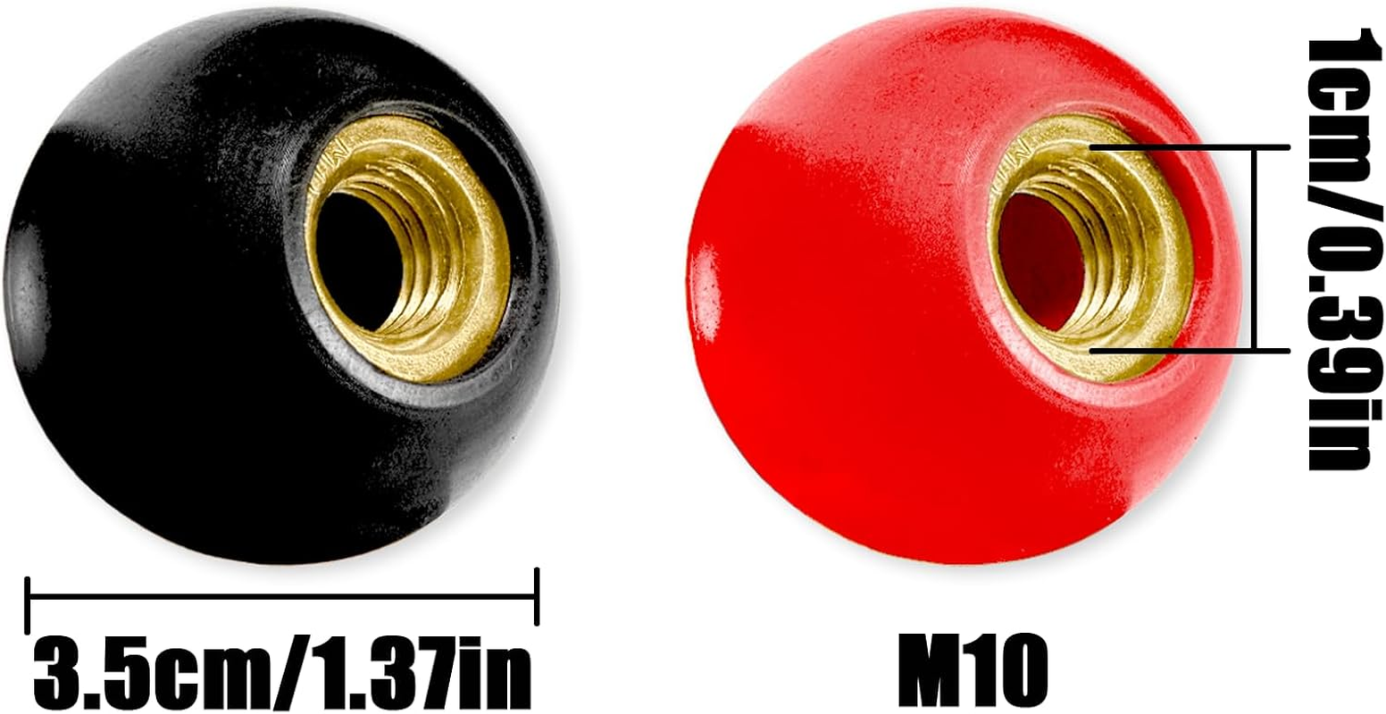 HAIKING Game Handle Replacement, 4 PCS M10 round Ball Handle for Parts Replacement (Red, Black) image number 3