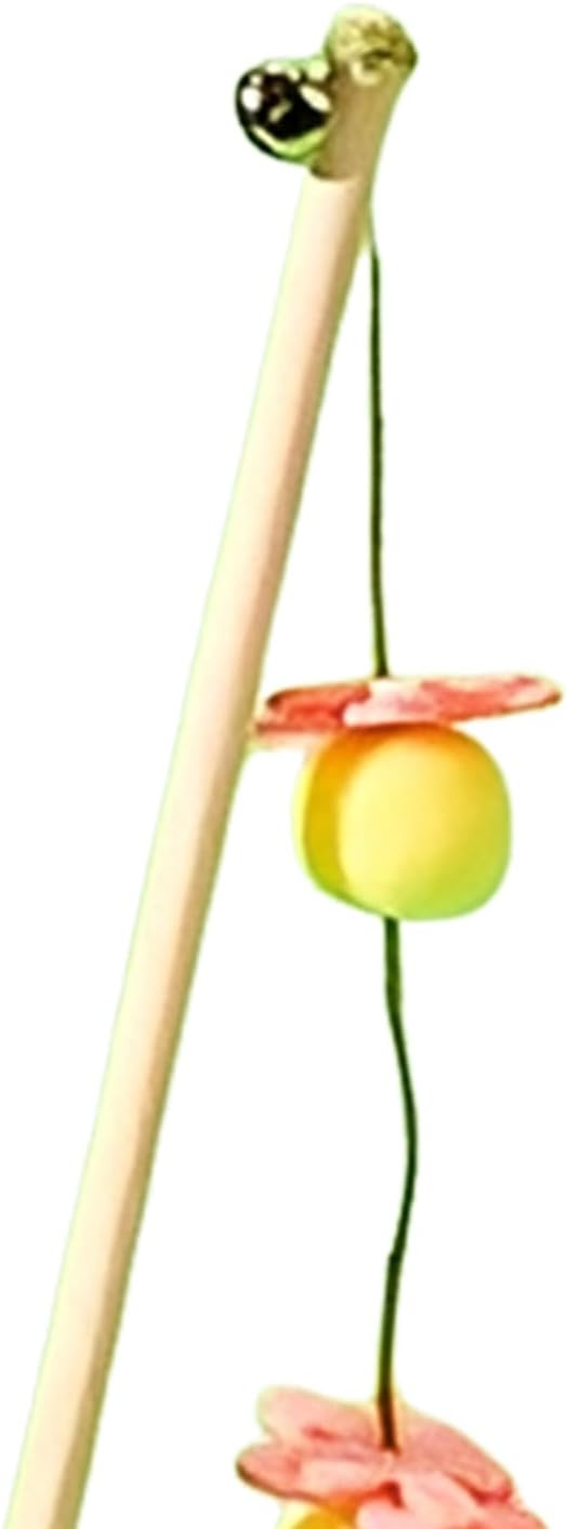 Rronnoy Cat Wand Toy - Fruit Design String with Non-Slip Handle | Cat Pole Toy | for Kitten Indoor Play Boredom Bird Fish Mouse - Yellow image number 2