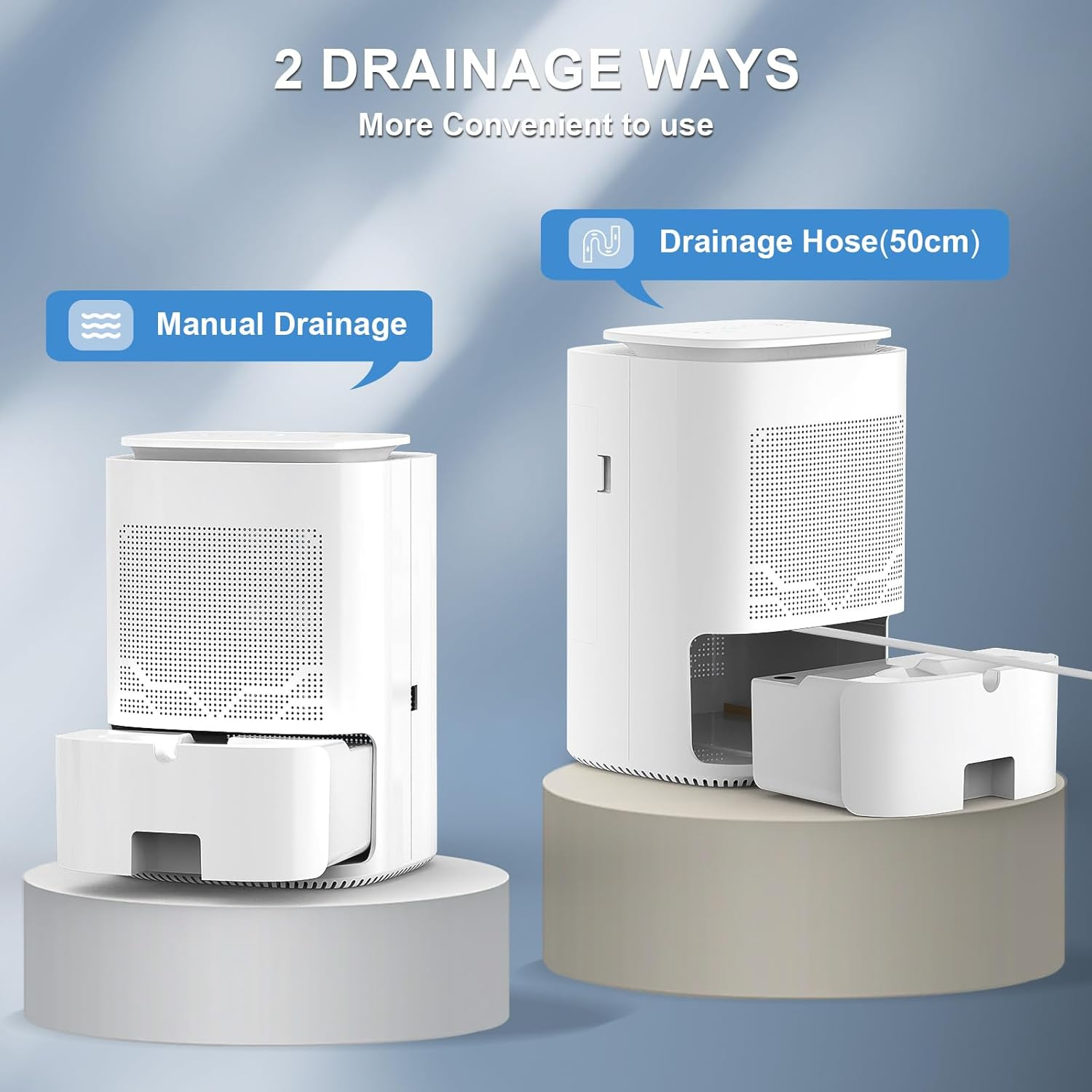 Advwin Dehumidifiers Air Purifier 2 in 1, Air Dehumidifier with Drain Hose 1600Ml Water Tank, Quiet Small Dehumidifiers Suitable for Bedroom, Bathroom, Wardrobe Room, Office, White - 2L image number 3